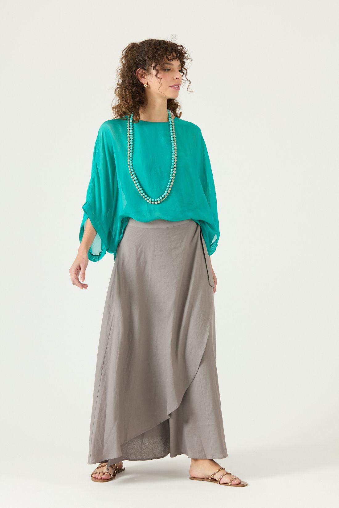 Blusa Con Seda Verde Cod 4517445-0
