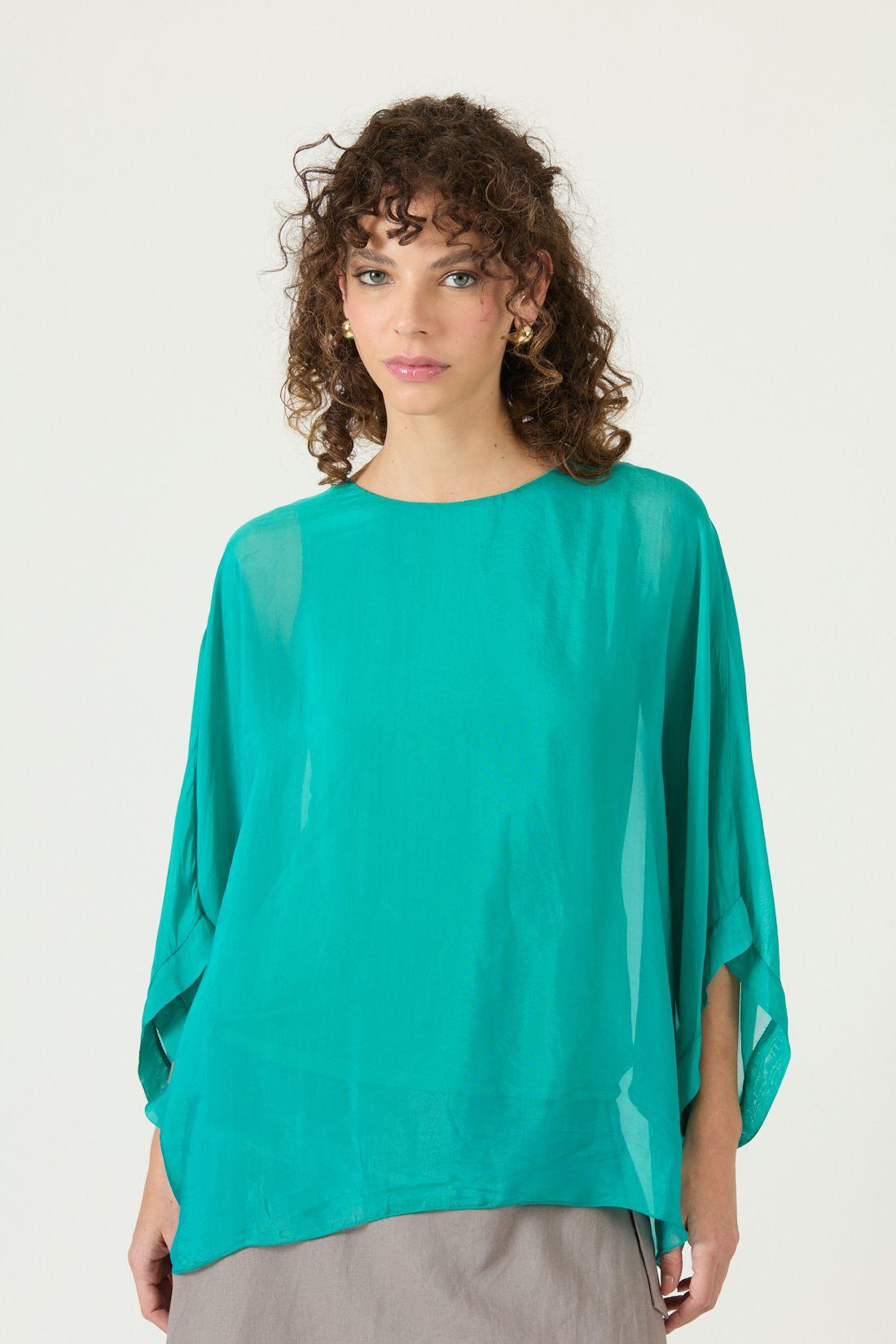 Blusa Con Seda Verde Cod 4517445-1