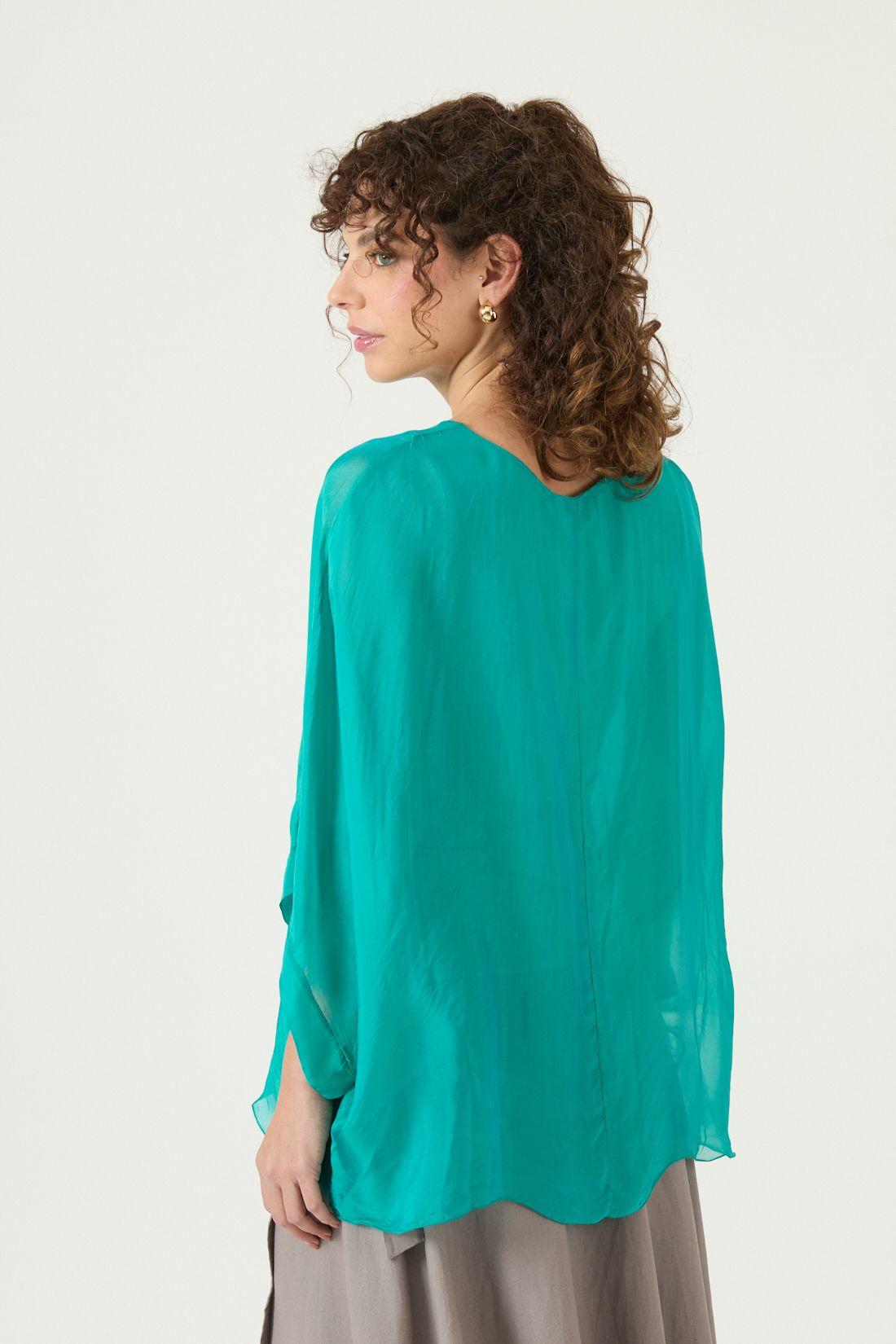 Blusa Con Seda Verde Cod 4517445-3