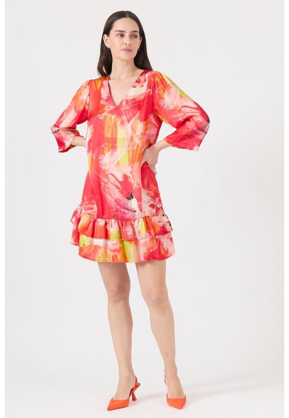 Vestido rojo estampado PRIVILEGE 1148-0