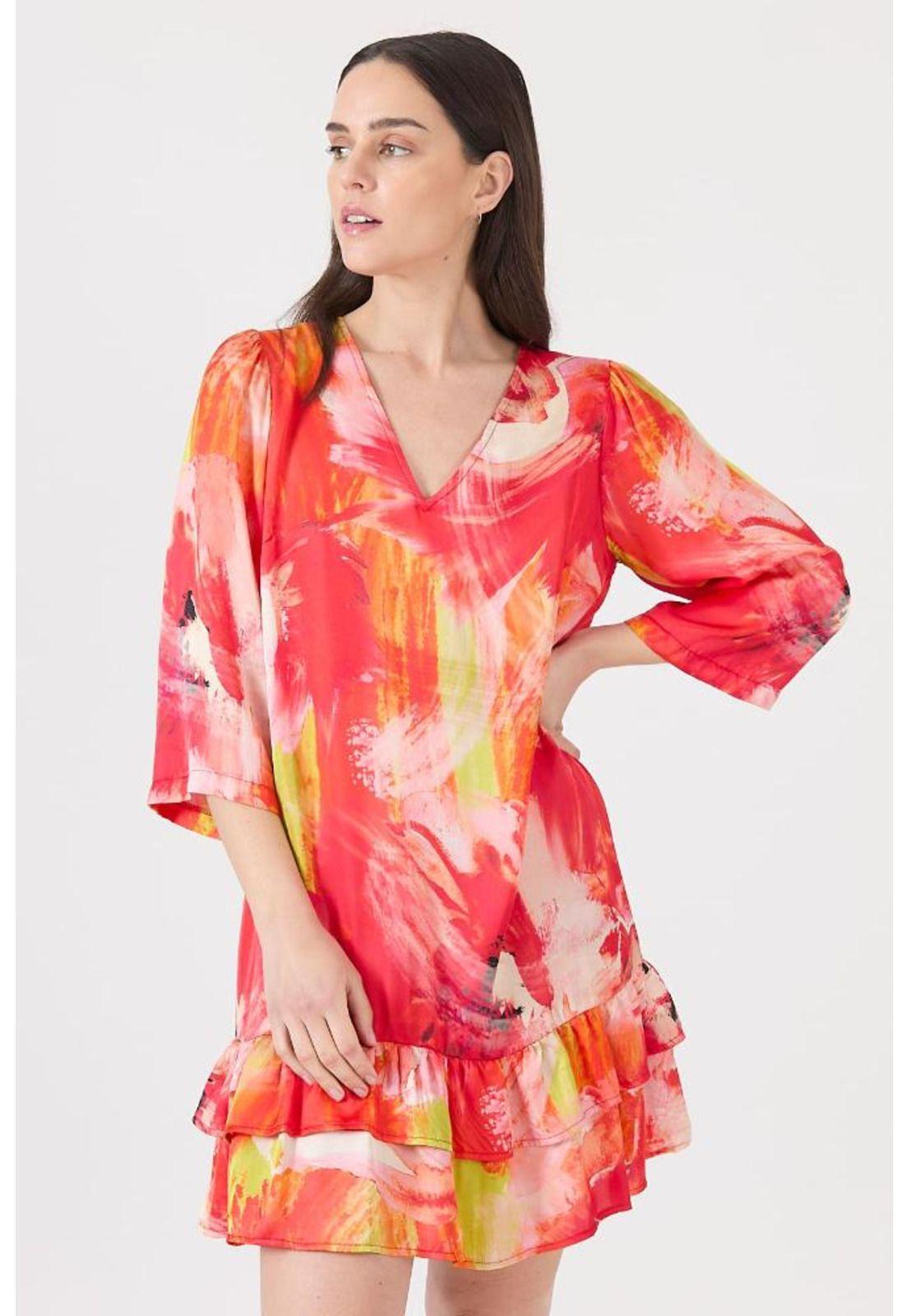 Vestido rojo estampado PRIVILEGE 1148-1