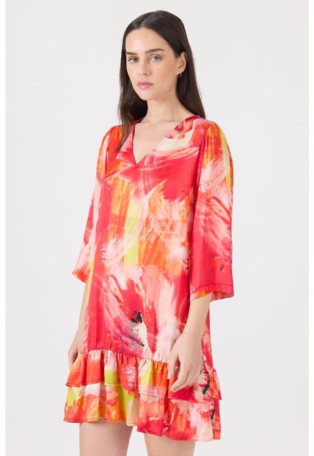 Vestido rojo estampado PRIVILEGE 1148-2