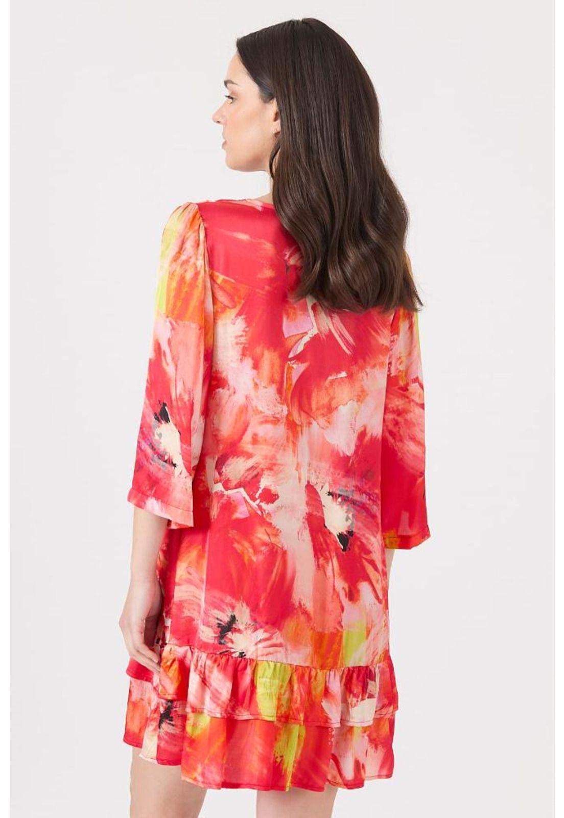 Vestido rojo estampado PRIVILEGE 1148-3