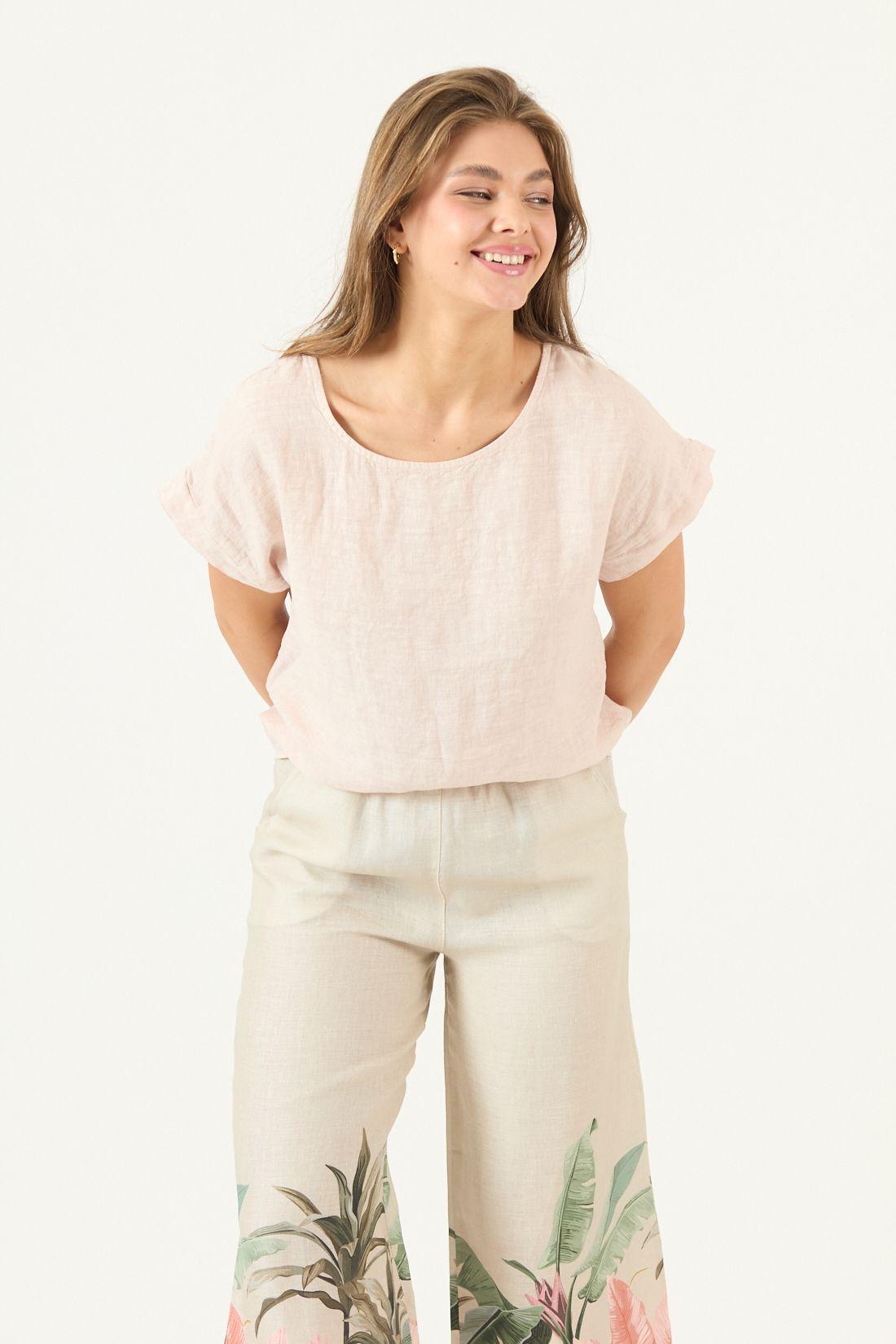 Blusa De Lino Rosa Cod 4517405-0
