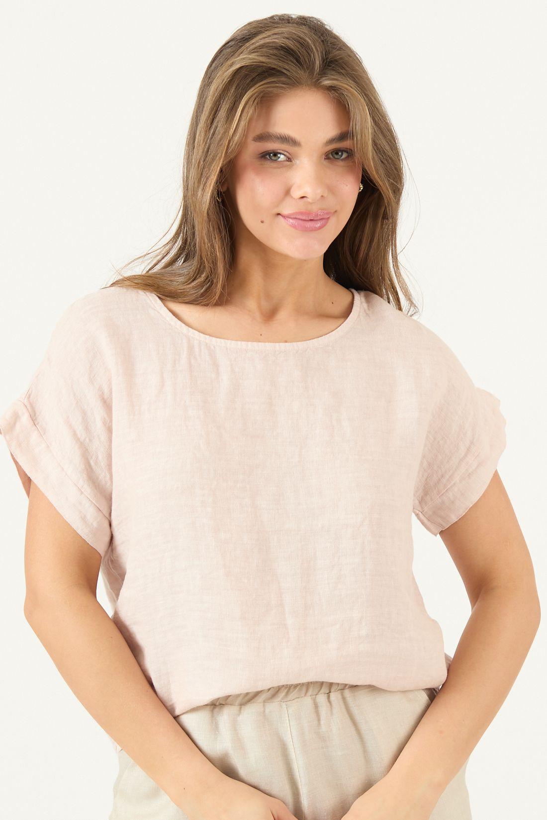 Blusa De Lino Rosa Cod 4517405-1
