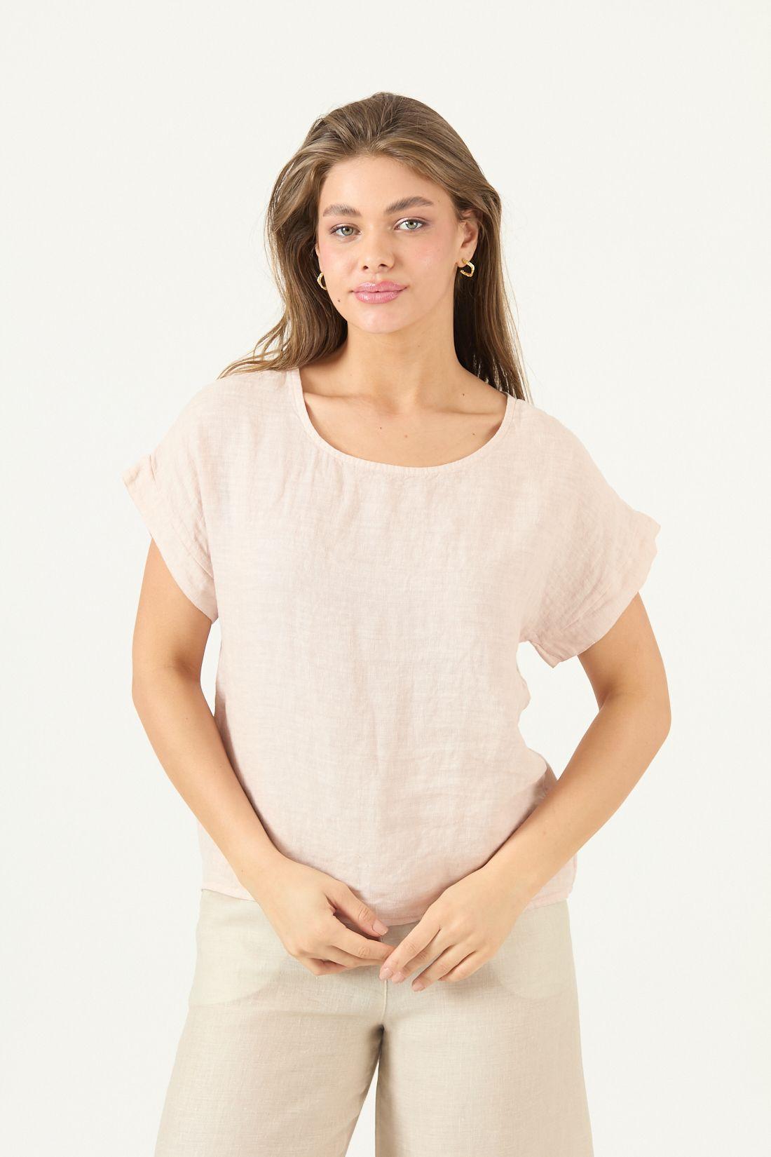 Blusa De Lino Rosa Cod 4517405-2