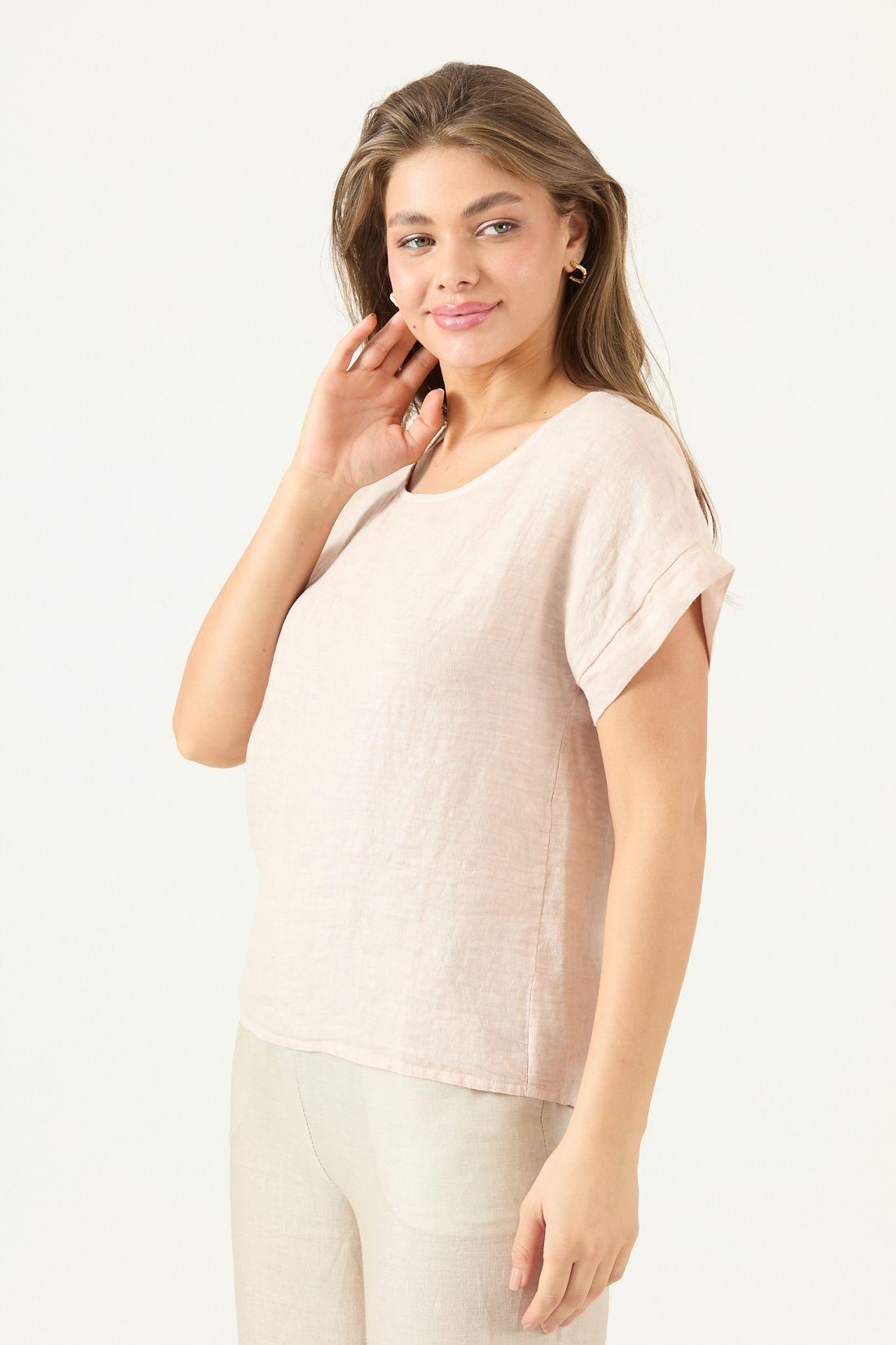 Blusa De Lino Rosa Cod 4517405-3