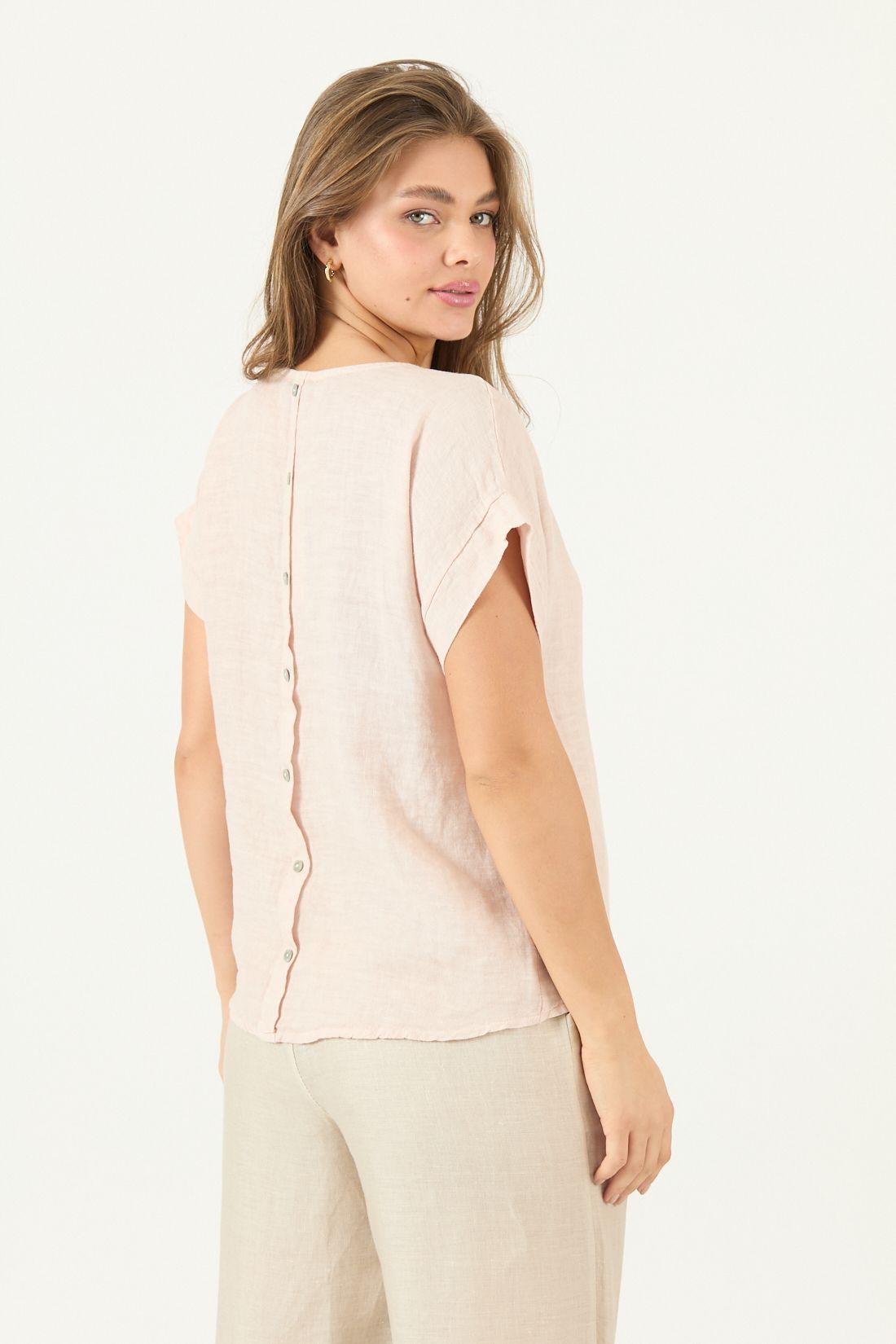 Blusa De Lino Rosa Cod 4517405-4