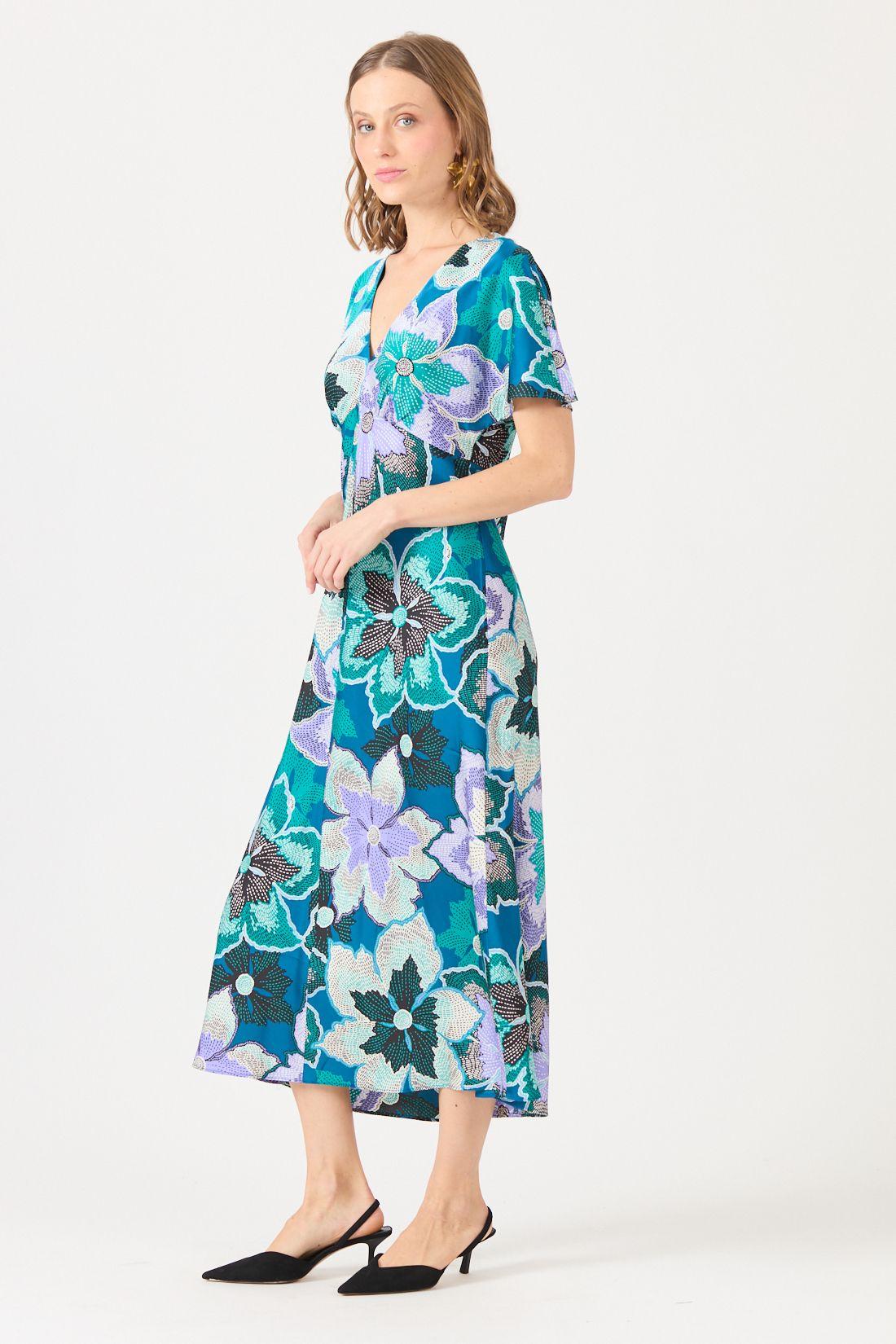 Vestido Estamplado Petroleo Cod 4006056-2