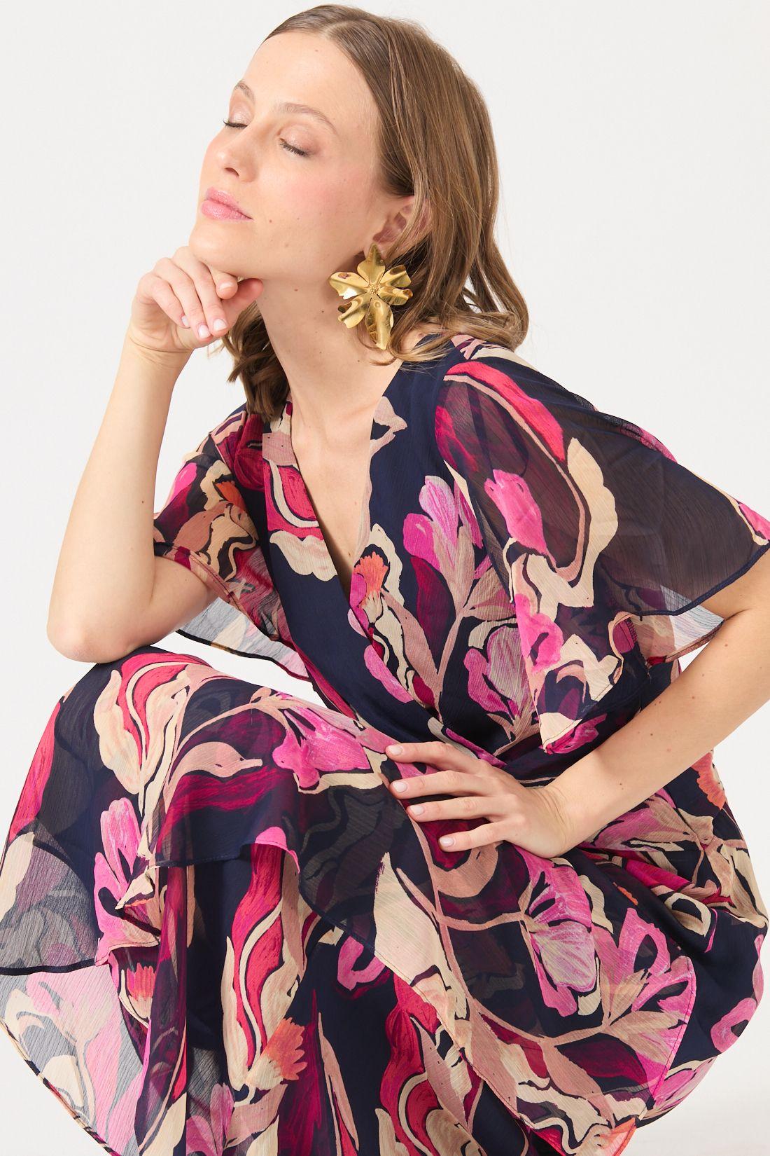 Vestido Estamplado Rosa Cod 0702356-4