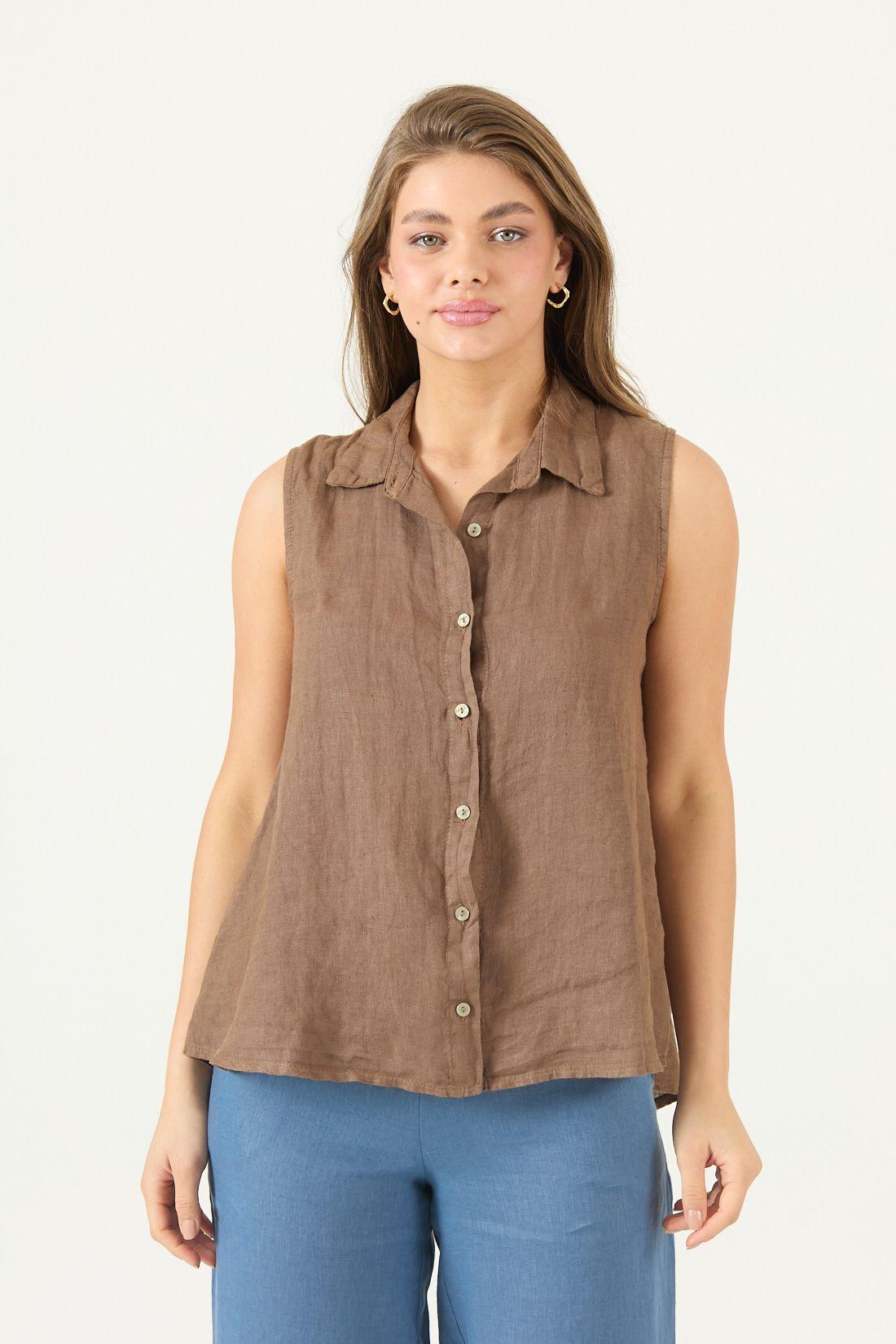 Blusa De Lino Café Cod 4517425-2