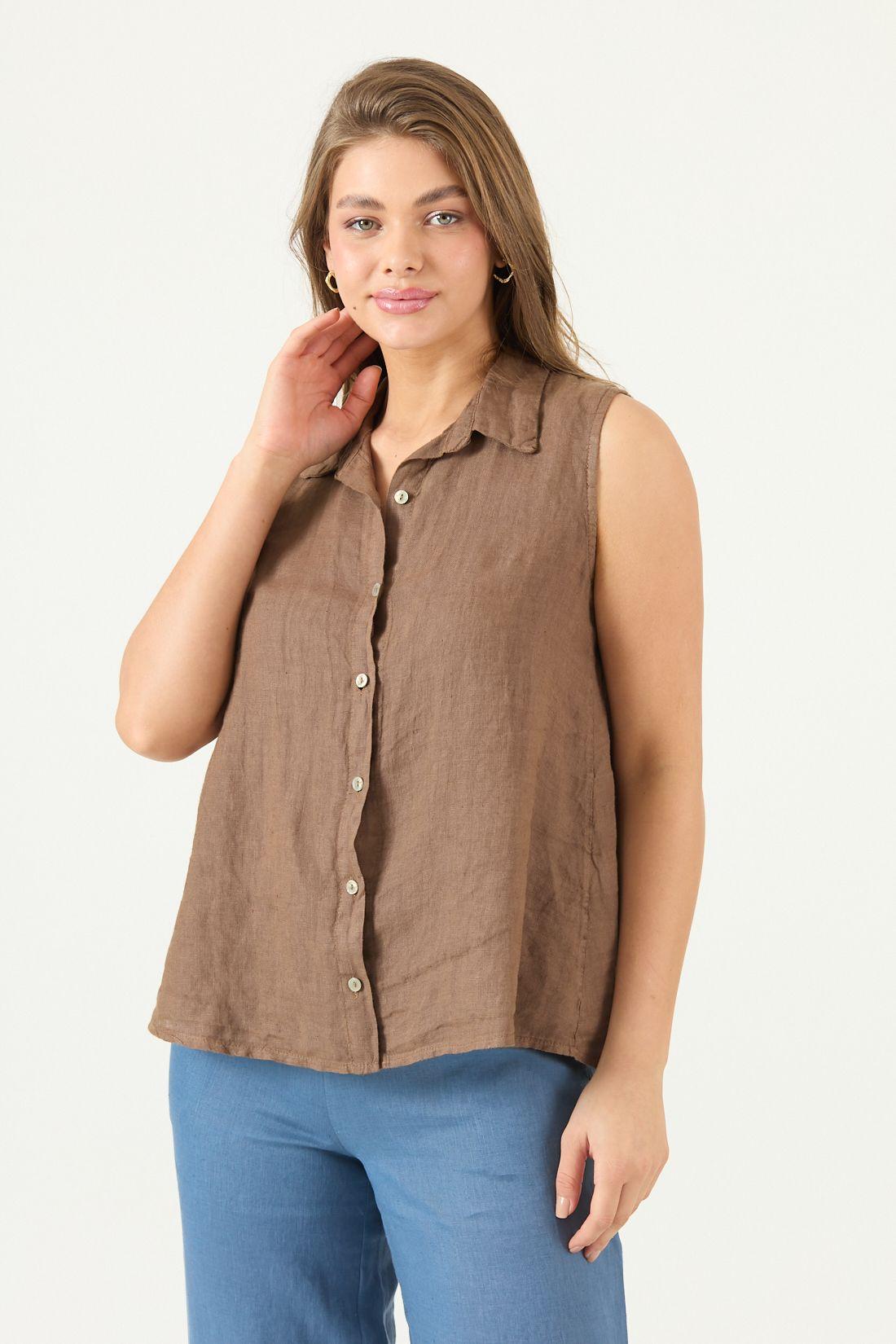 Blusa De Lino Café Cod 4517425-3