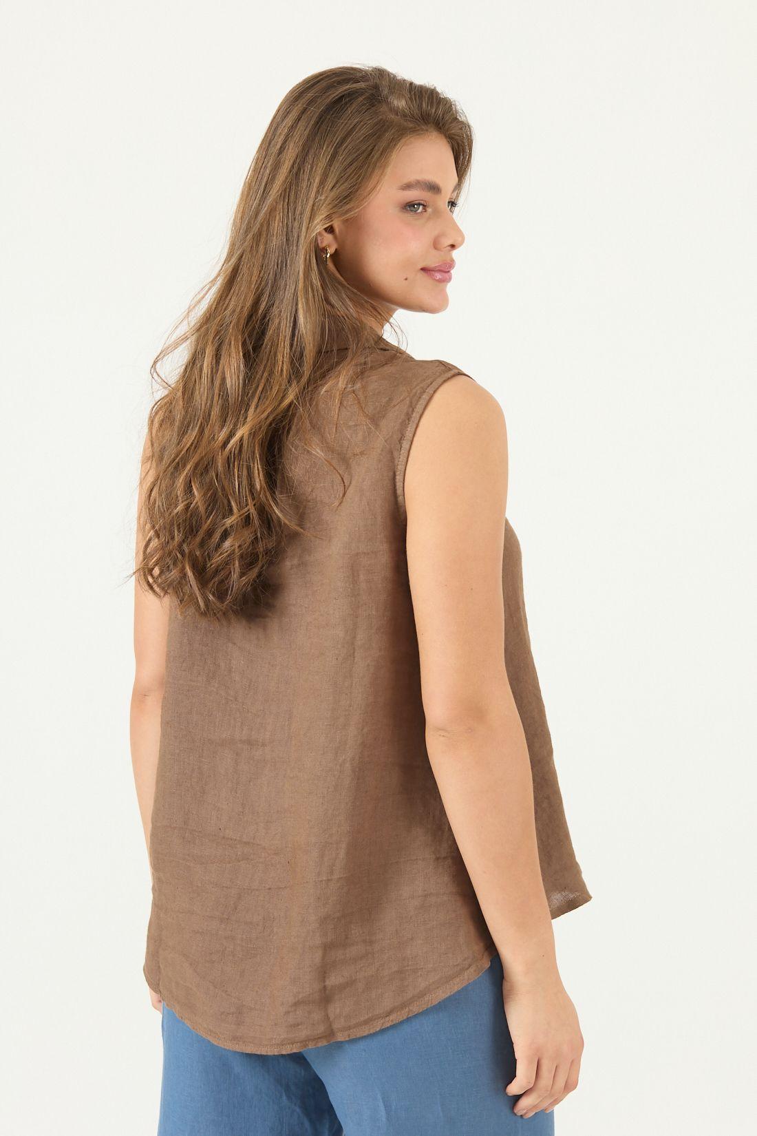 Blusa De Lino Café Cod 4517425-4