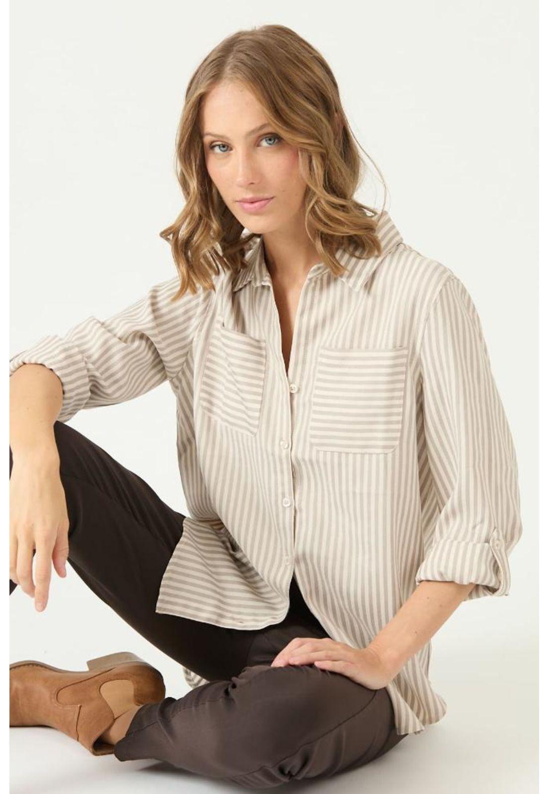 Blusa beige rayas PRIVILEGE 2350-0