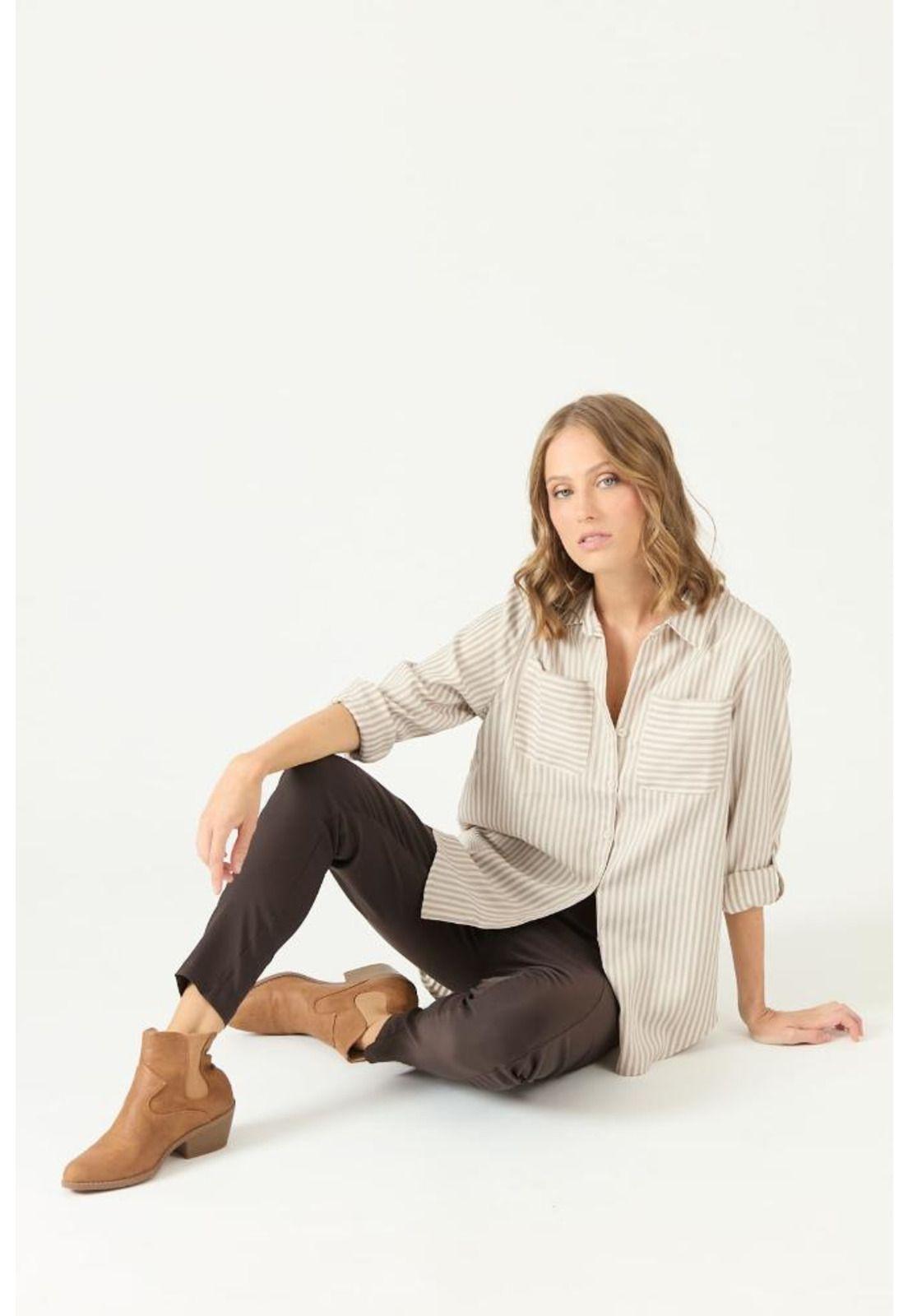Blusa beige rayas PRIVILEGE 2350-1