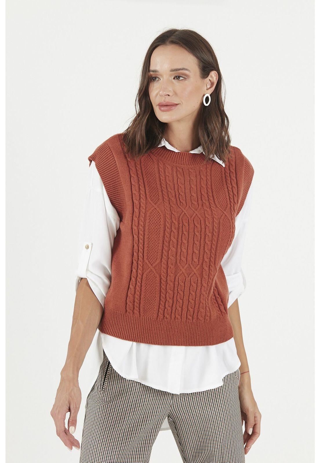 Sweater terracota diseno trenzas-0