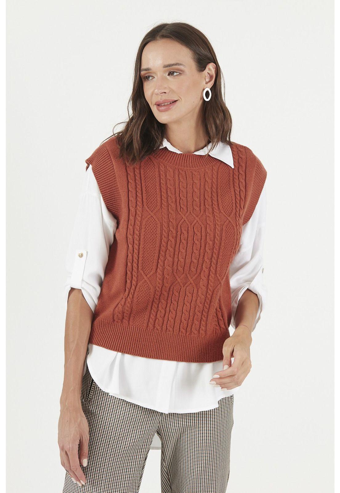 Sweater terracota diseno trenzas-2