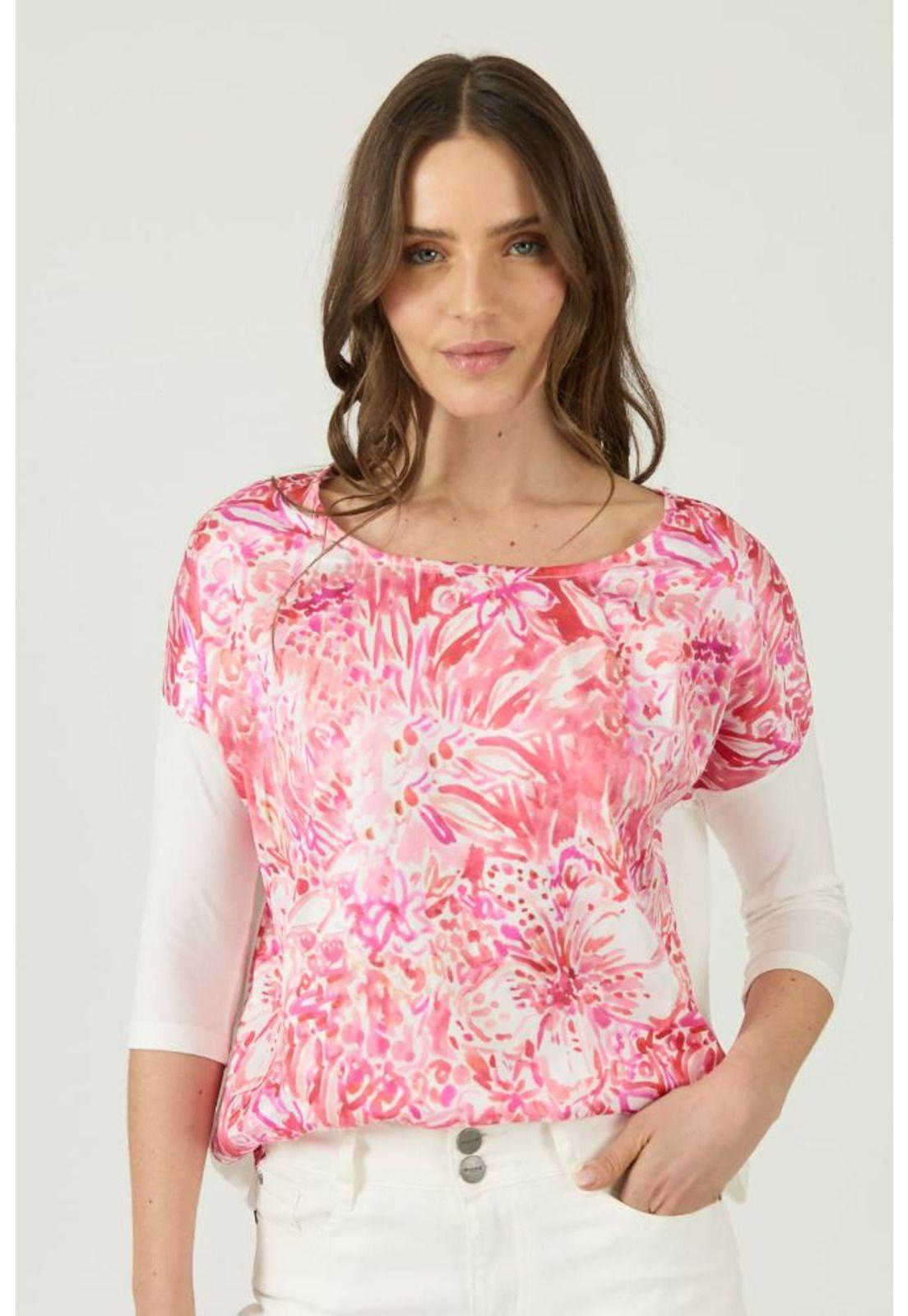 Polera fucsia estampada manga 3/4 PRIVILEGE-2
