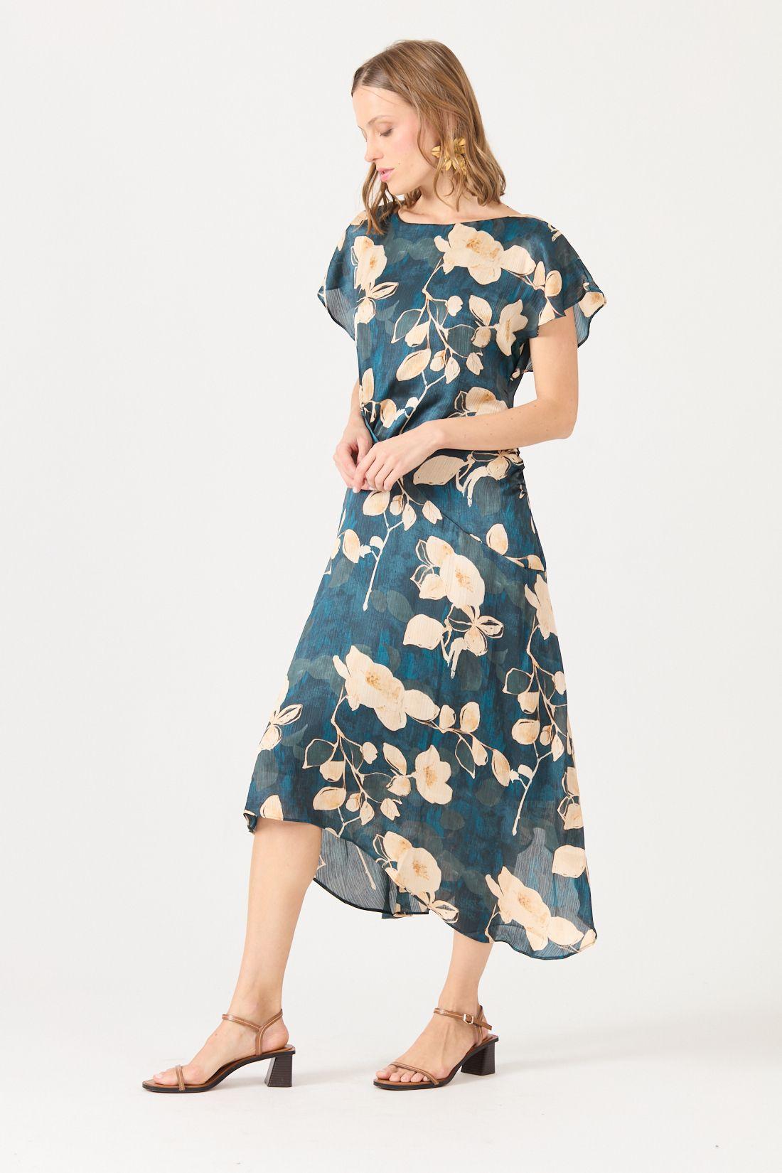 Vestido Estamplado Petroleo Cod 0702306-2