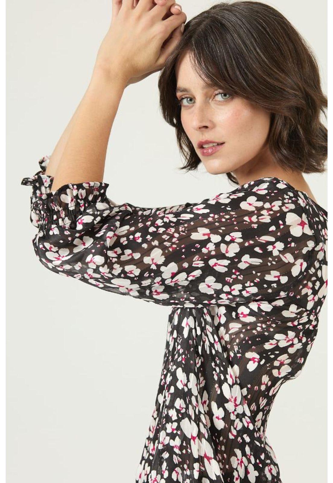 Blusa negra estampada PRIVILEGE 2638-0