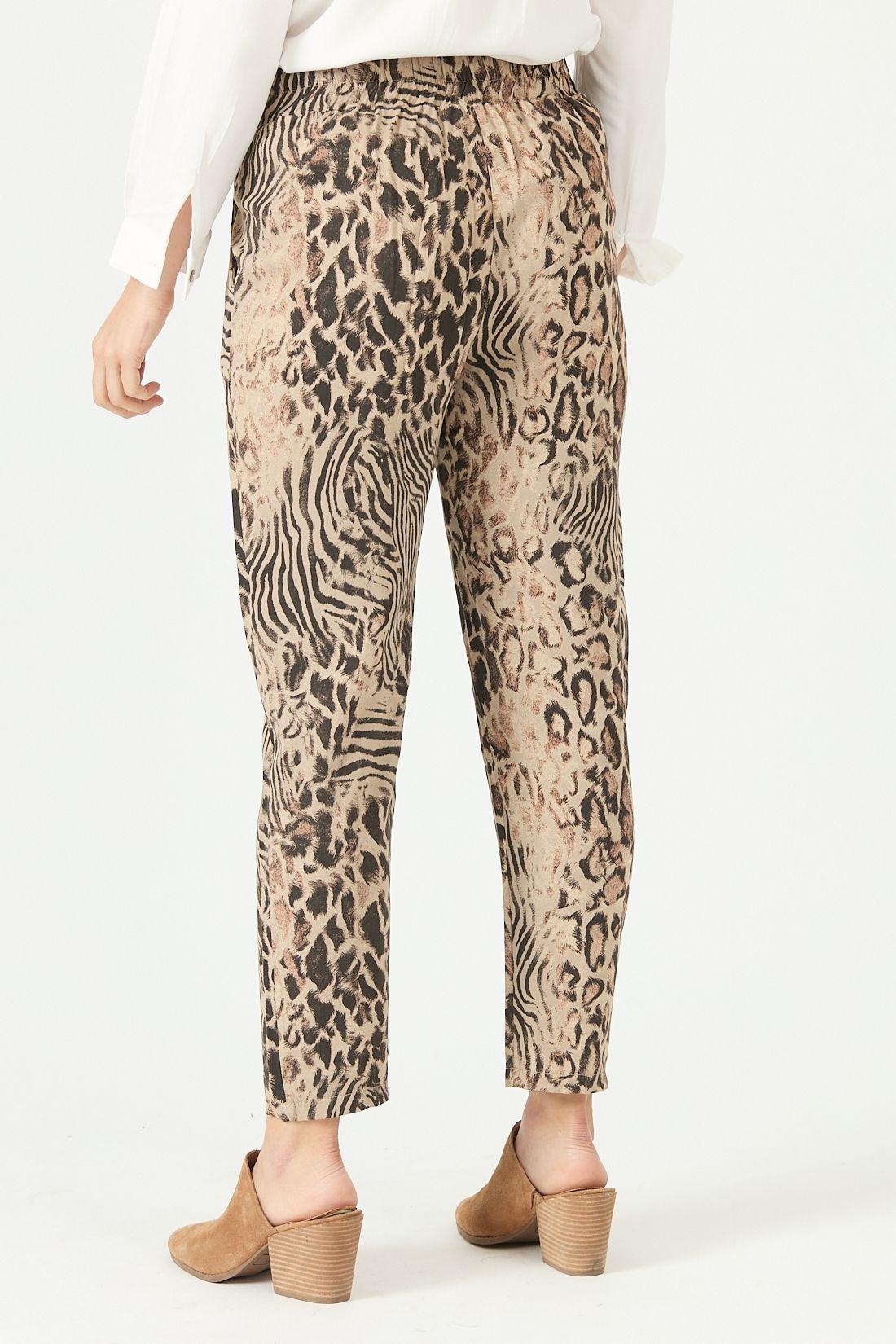 Pantalon De Lyocell Straight Beige Estampado Cod 2011825-2