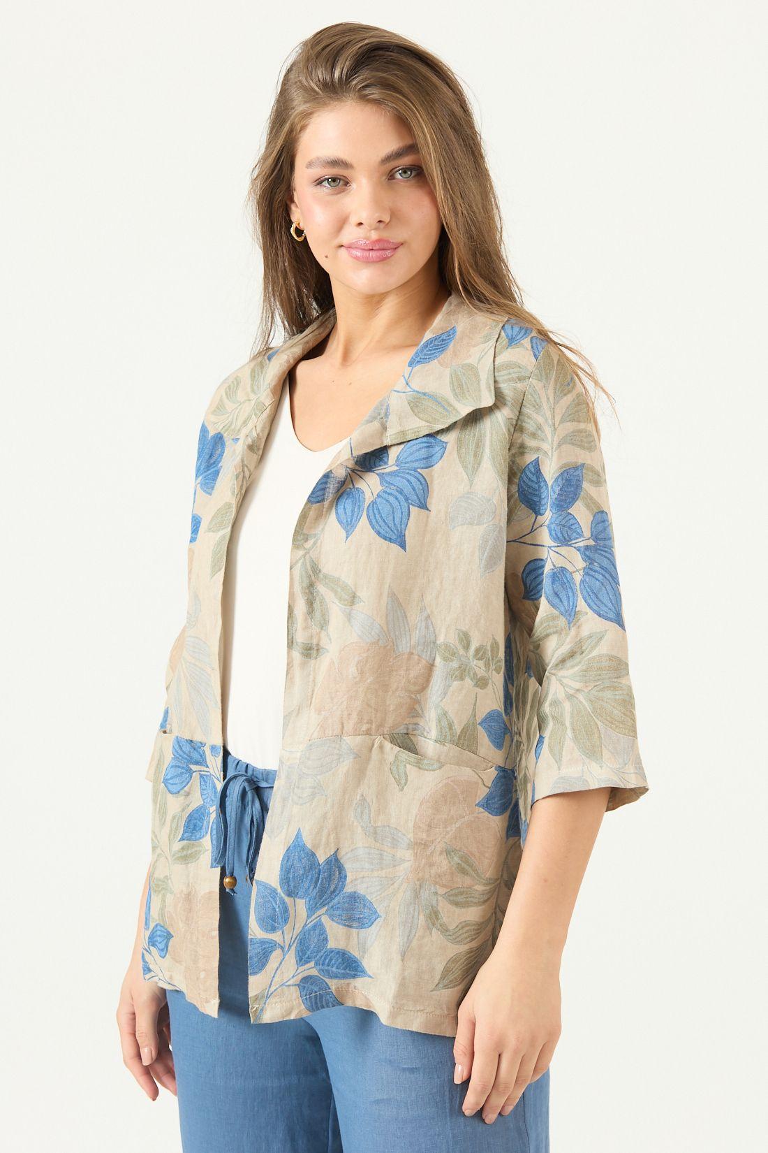 Tapado De Lino Estampado Azul Cod 1300975-2