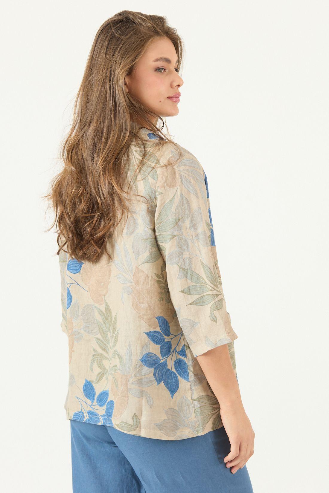 Tapado De Lino Estampado Azul Cod 1300975-3