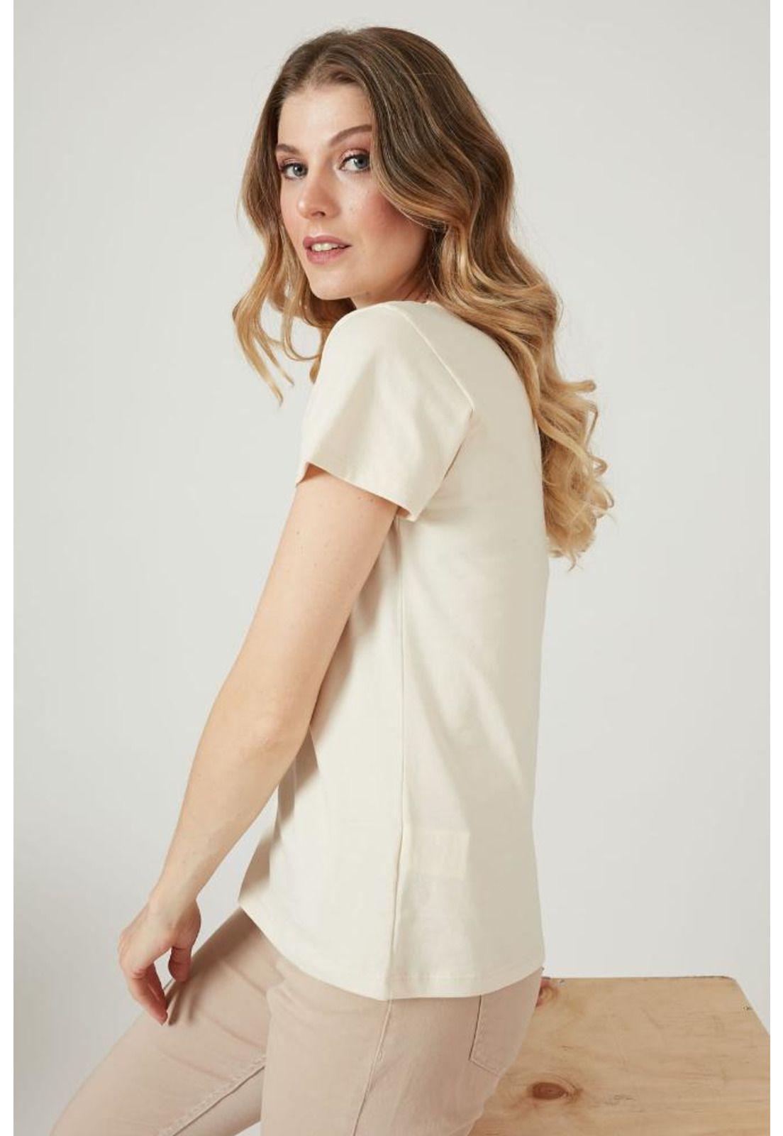 Polera con algodon pima beige PRIVILEGE 2092-1