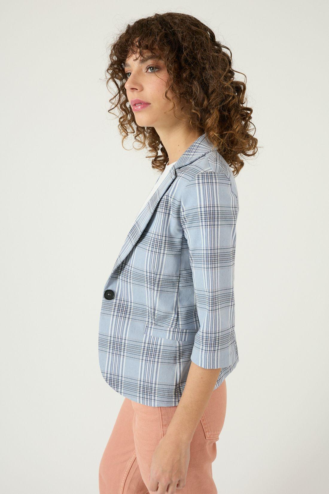 Blazer Cuadros Celeste Cod 1514025-3