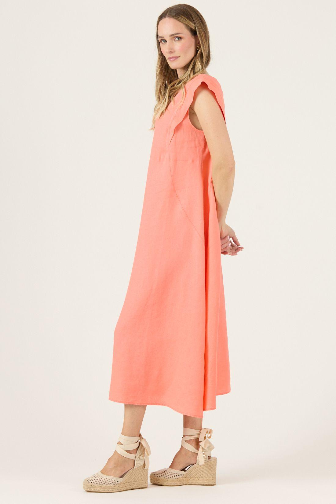 Vestido De Lino Salmón Cod 4005345-3