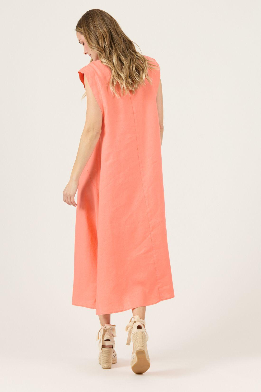 Vestido De Lino Salmón Cod 4005345-4