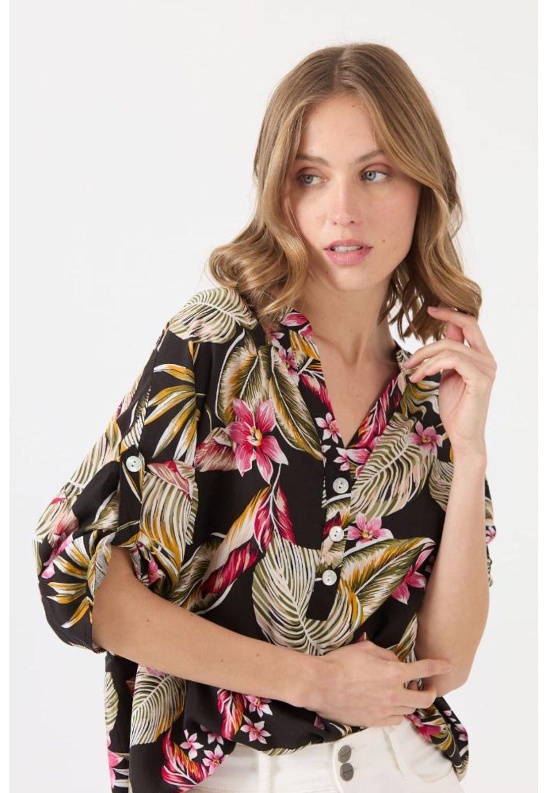 Blusa negra estampada PRIVILEGE 1601-4