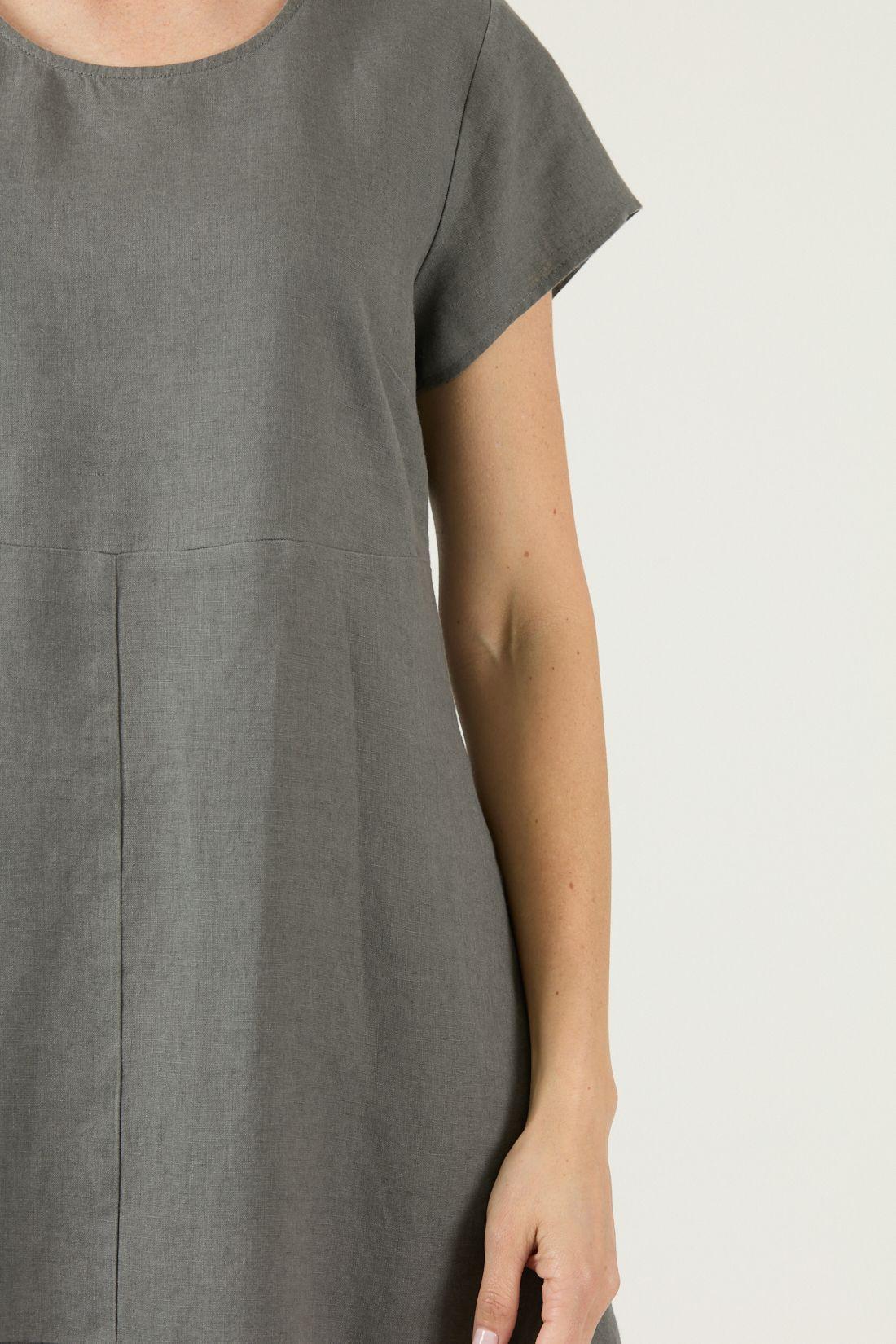 Vestido De Lino Gris Cod 4005365-3