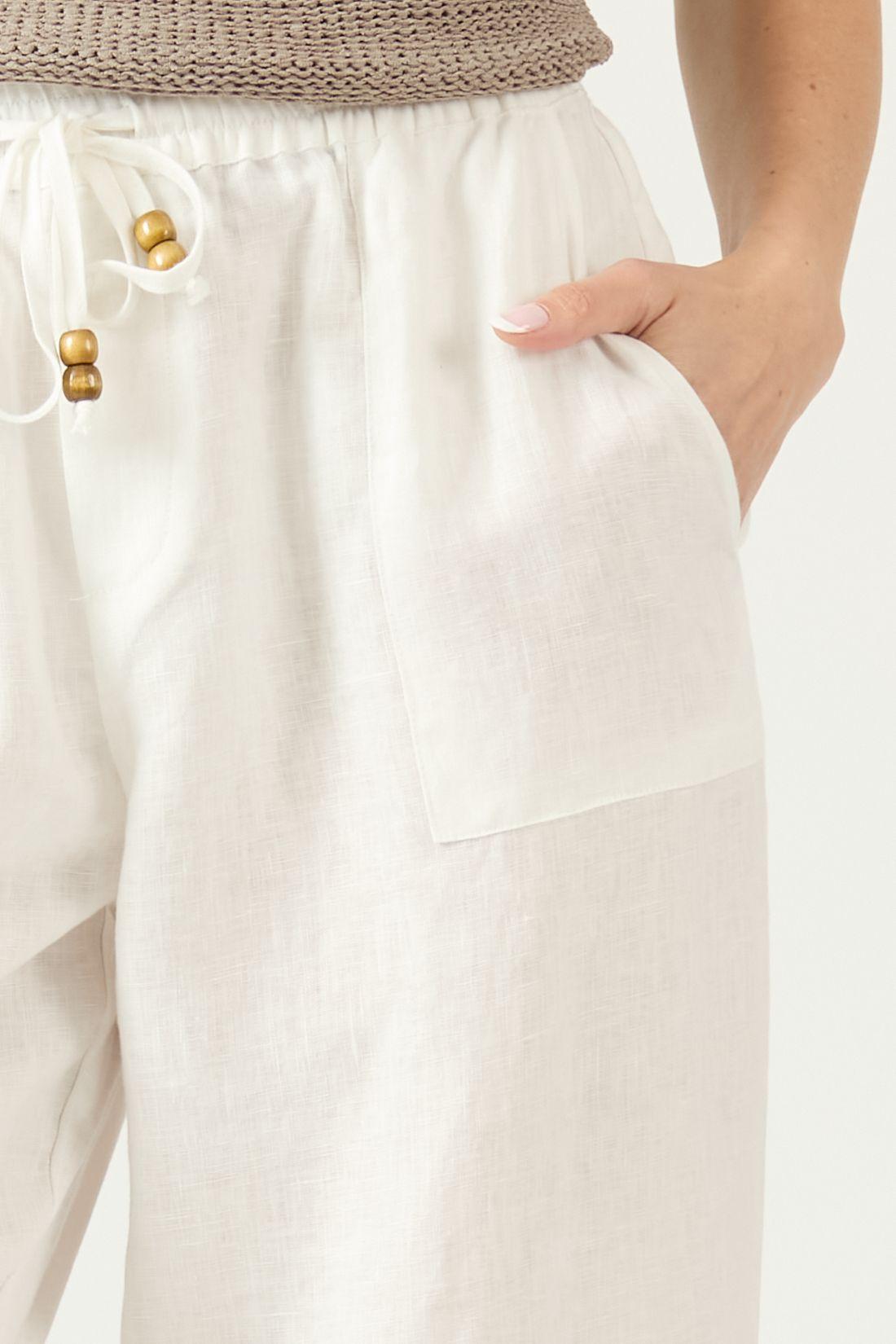 Pantalon De Lino Straight Blanco Cod 2012785-2