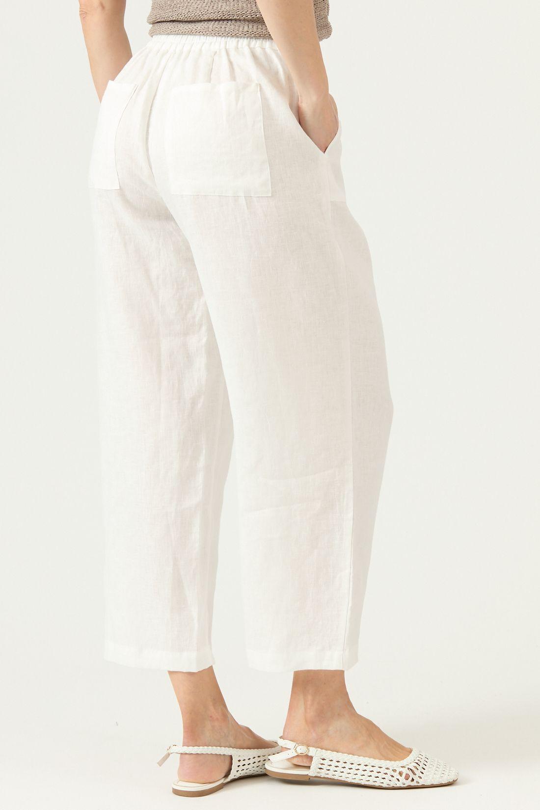 Pantalon De Lino Straight Blanco Cod 2012785-3