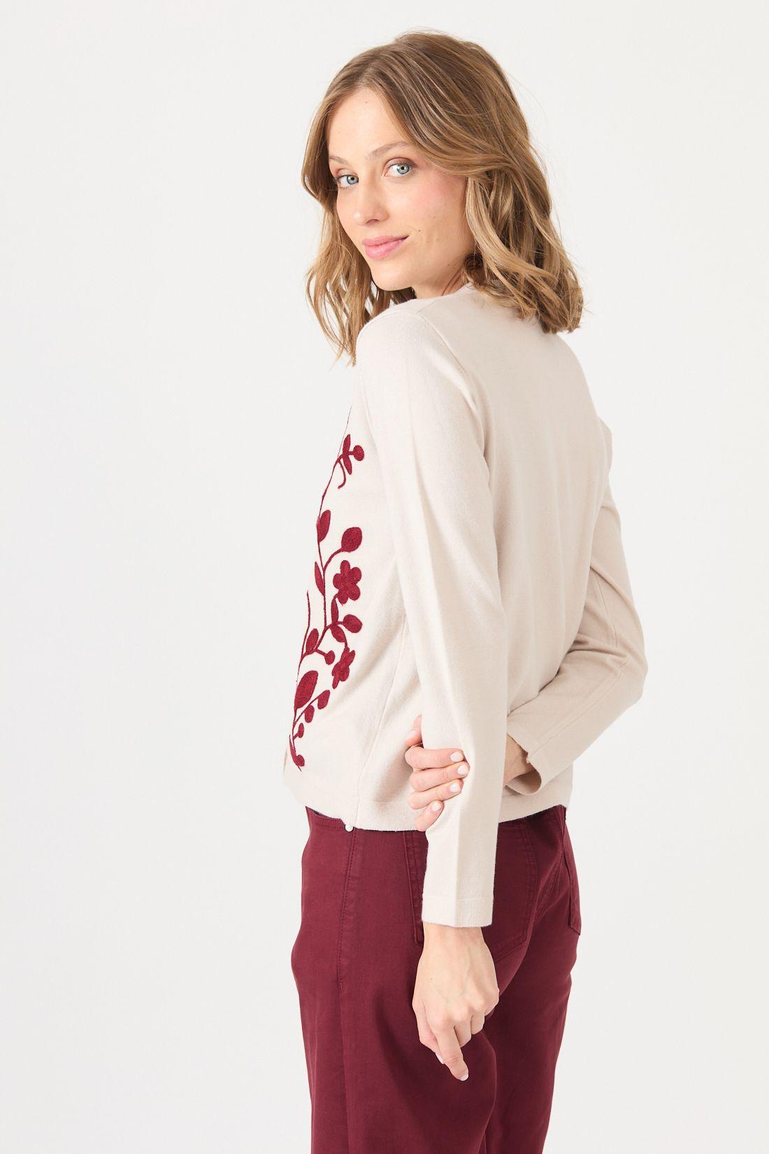 Cardigan Con Bordados Crudo Cod 5414246-4