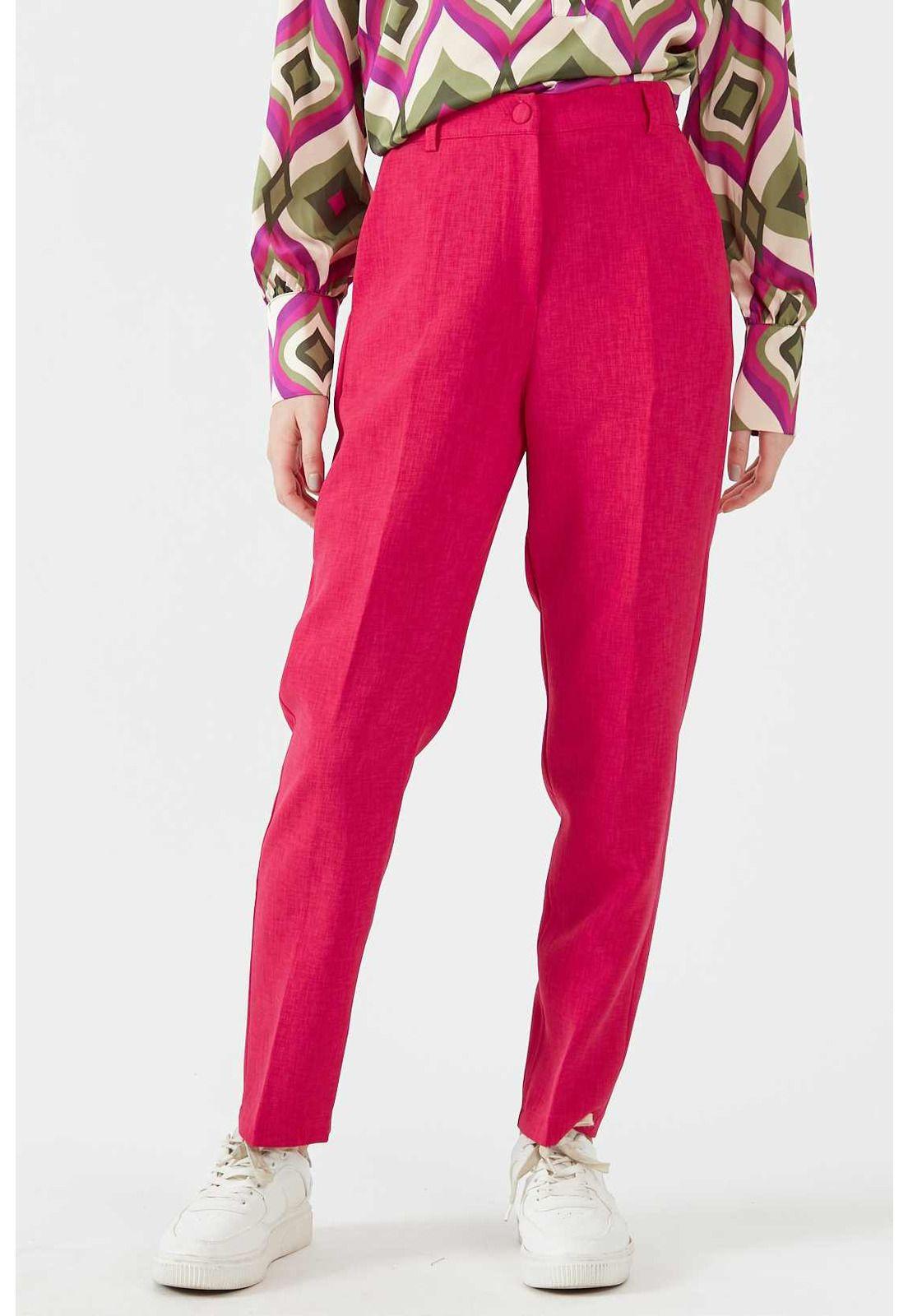 Pantalon straight fucsia-1
