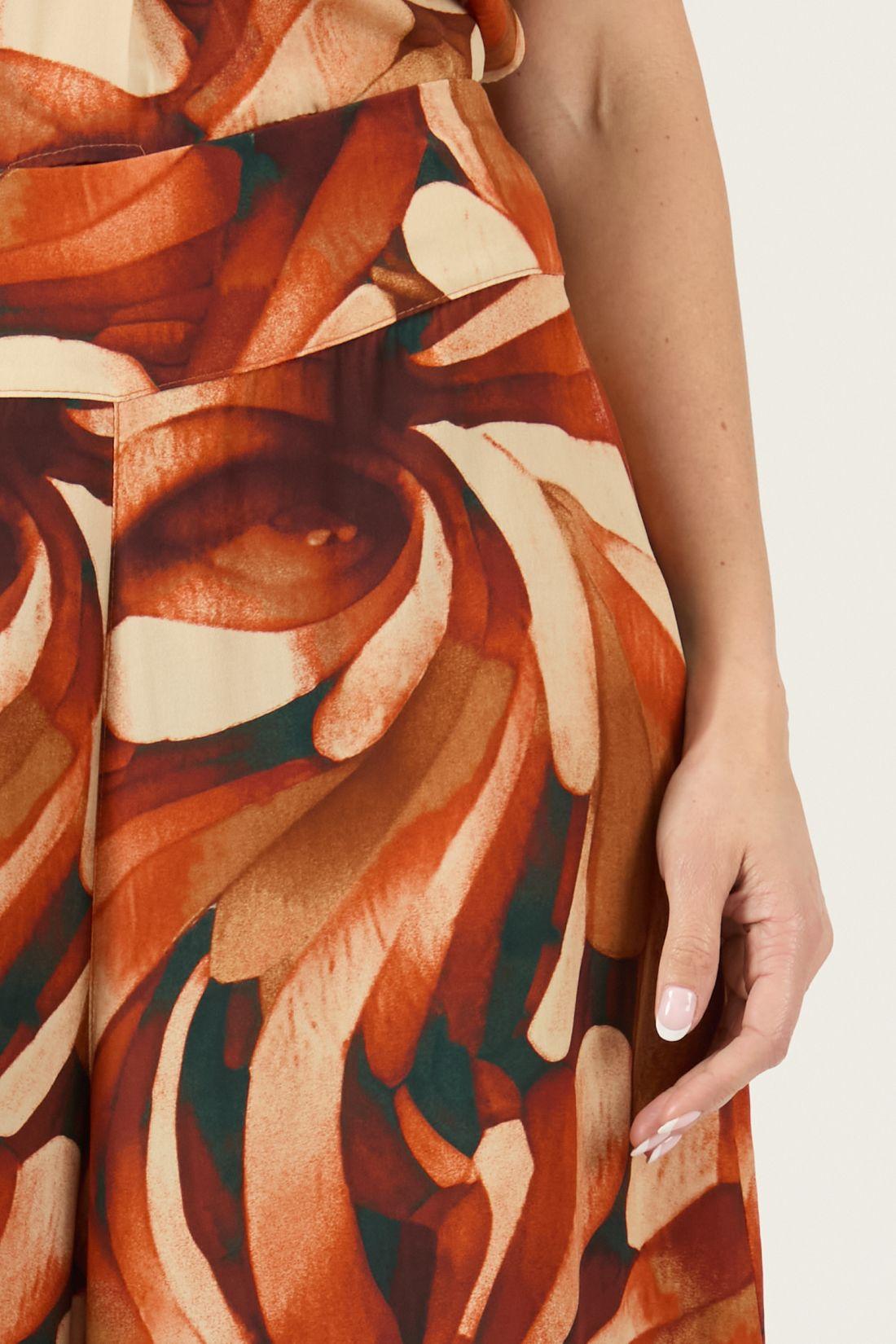 Pantalon Wide Leg Estampado Naranjo Cod 2013695-2
