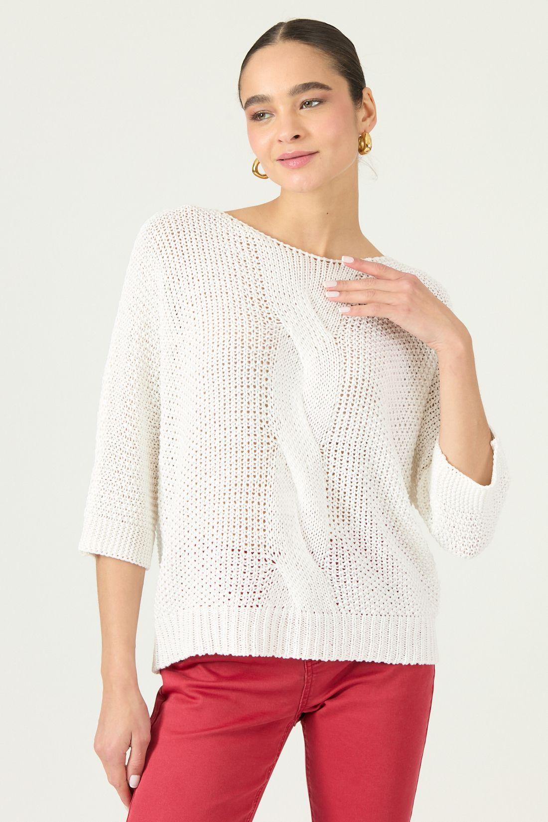 Sweater Blanco Trenzas Cod 5406325-0