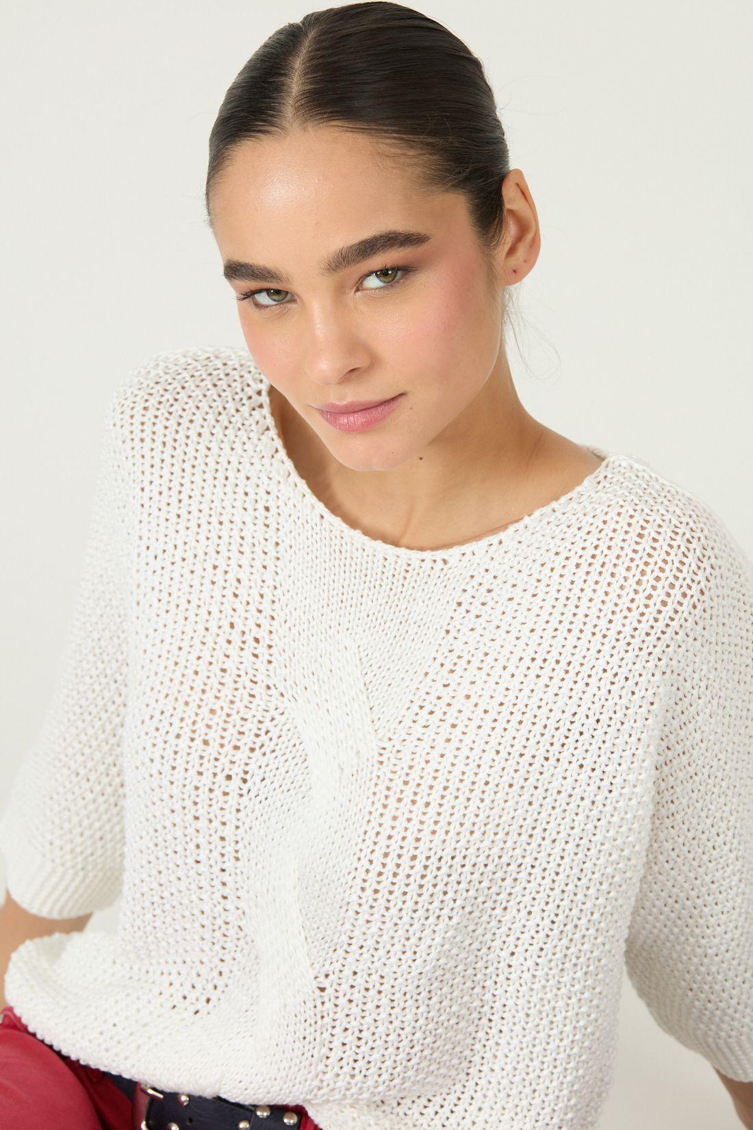 Sweater Blanco Trenzas Cod 5406325-2