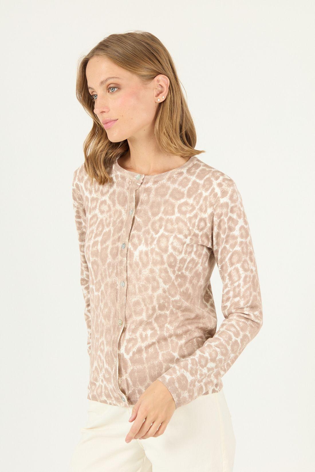 Cardigan beige estampado 2432-3
