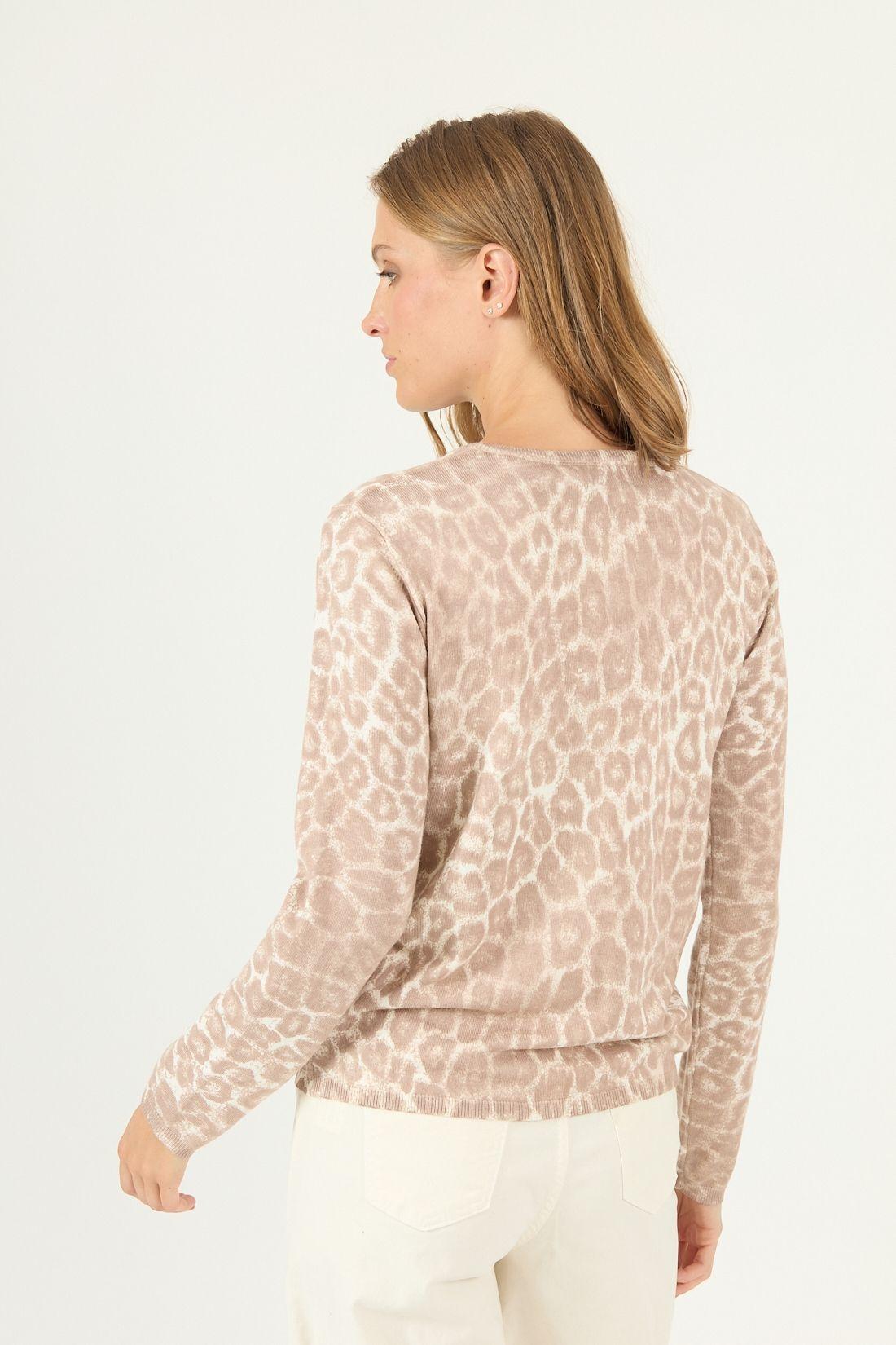 Cardigan beige estampado 2432-4