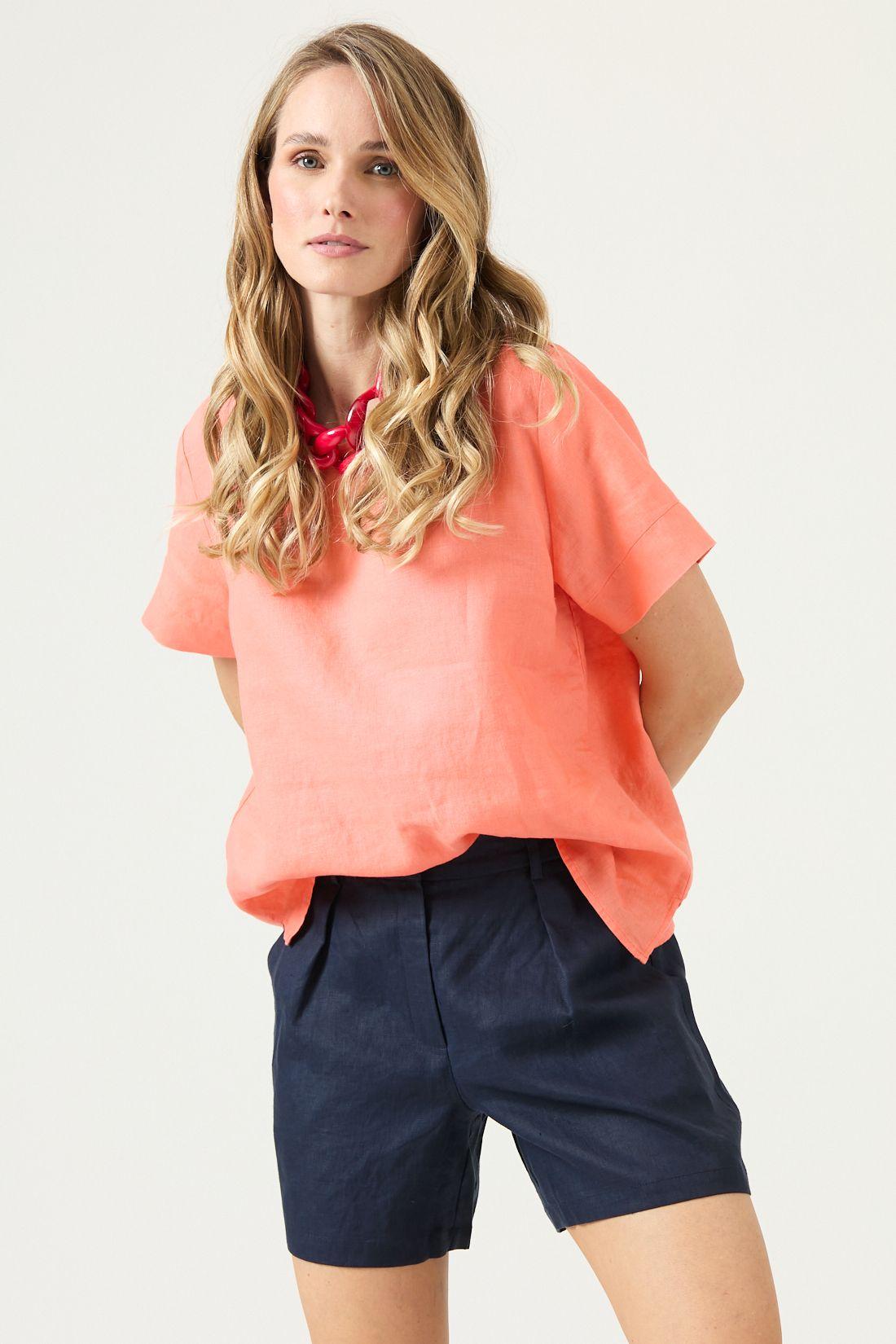 Blusa De Lino Salmón Cod 4517025-0