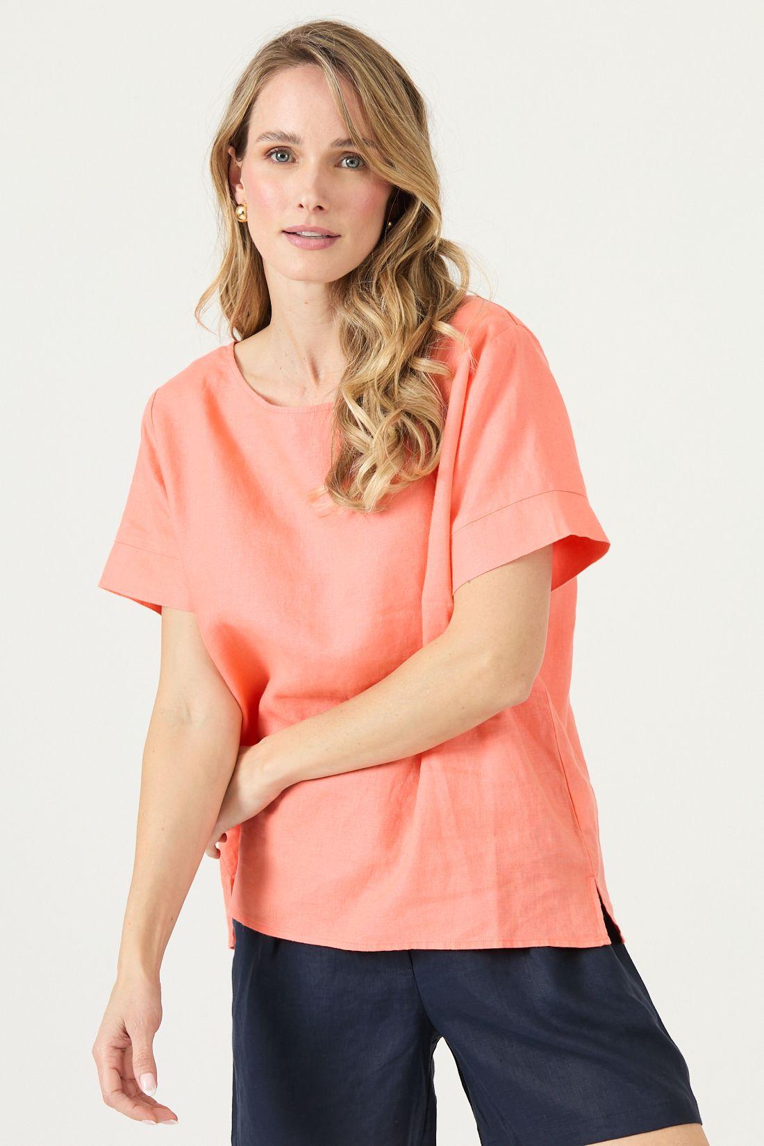 Blusa De Lino Salmón Cod 4517025-2