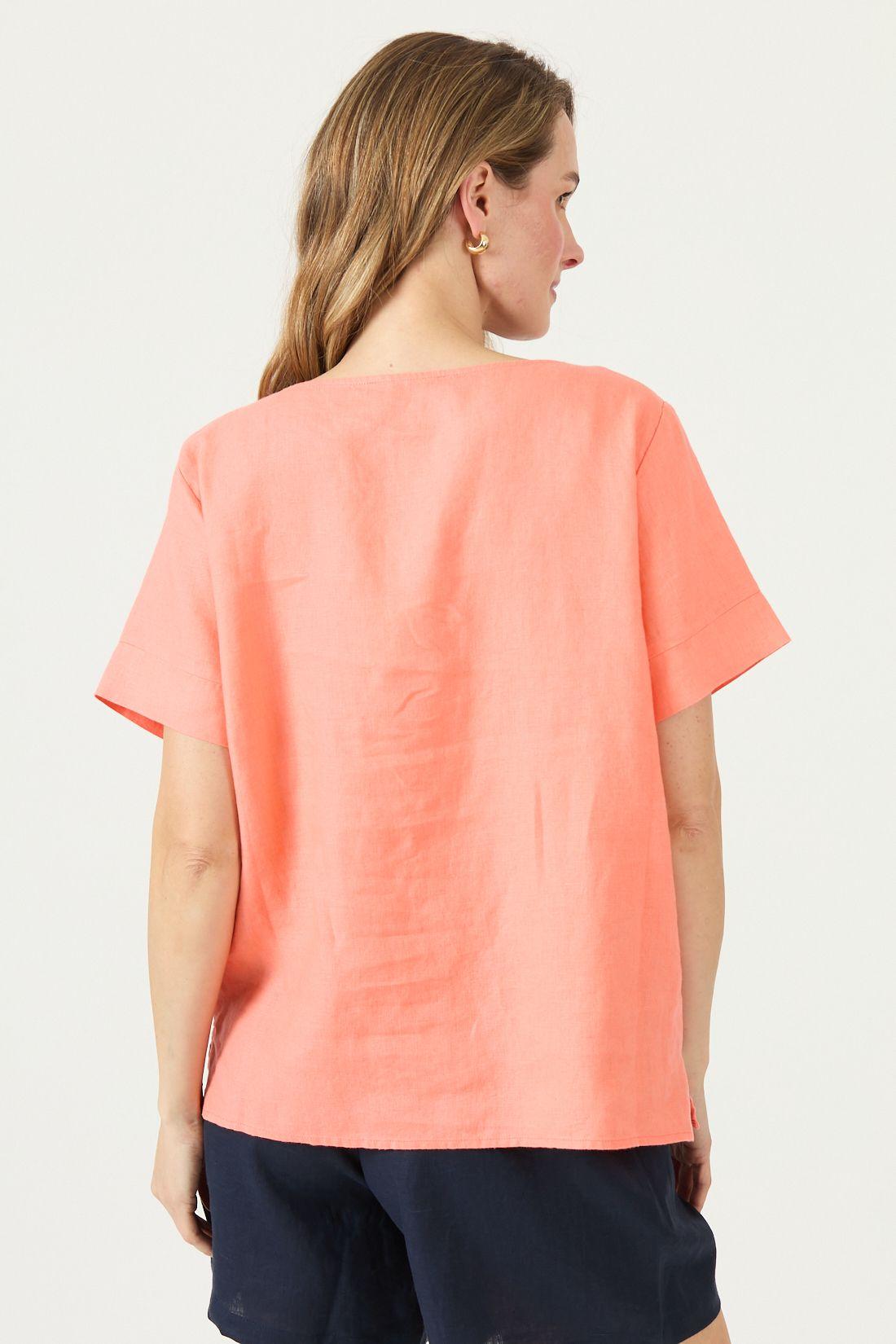 Blusa De Lino Salmón Cod 4517025-4