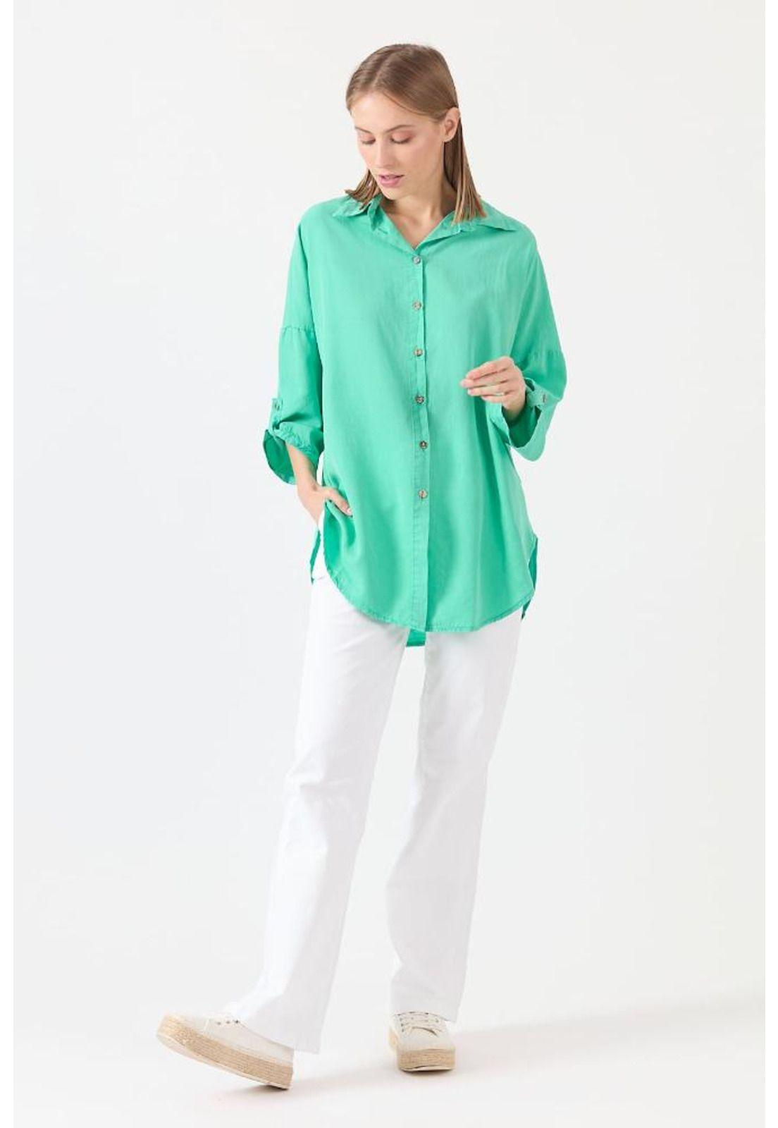 Blusa de tencel verde esmeralda PRIVILEGE 1508-1