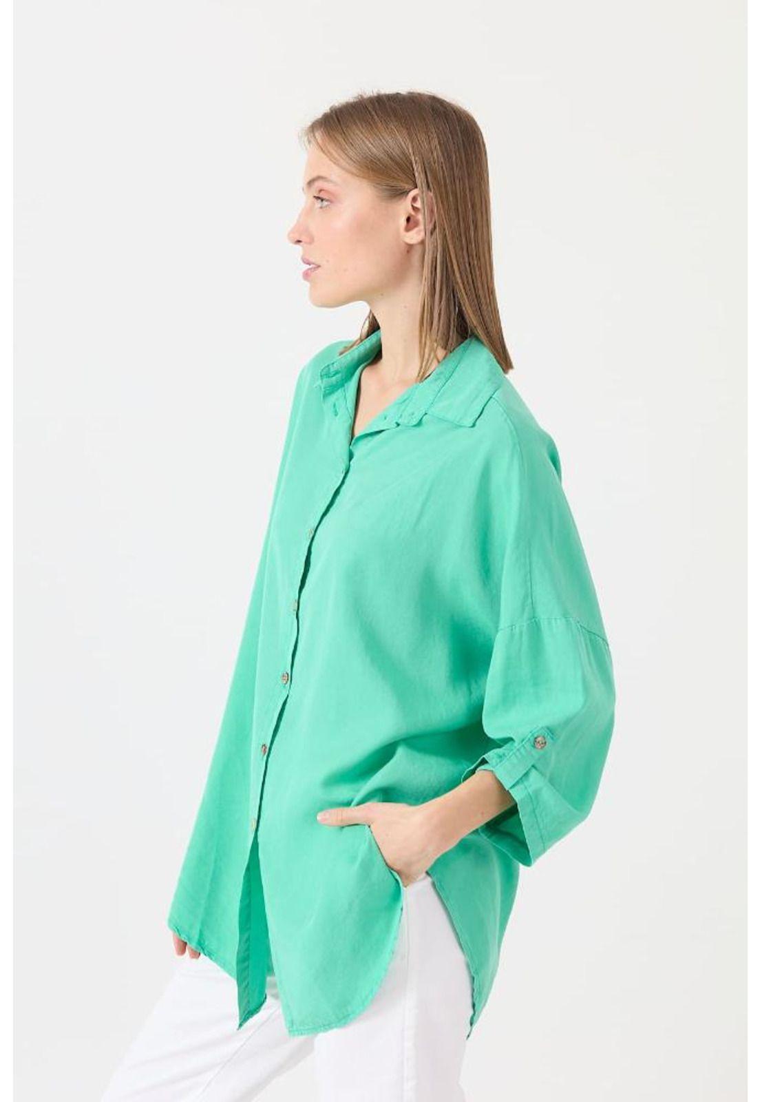 Blusa de tencel verde esmeralda PRIVILEGE 1508-2