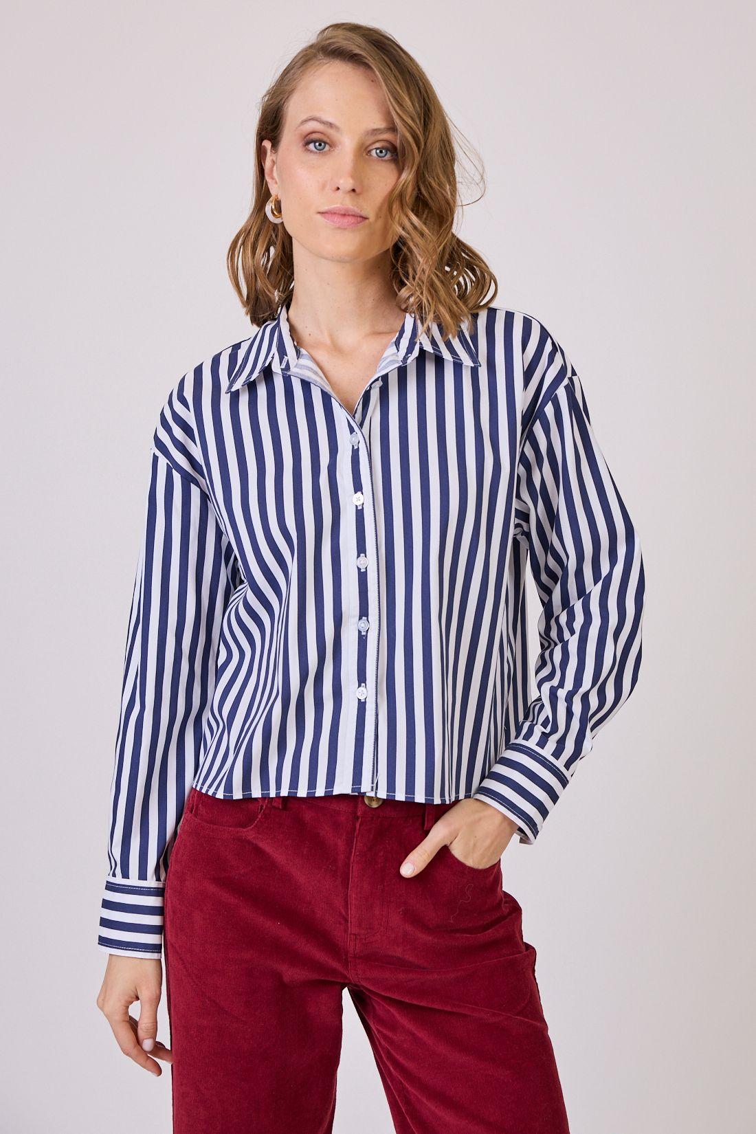 Blusa Con Rayas Azul Cod 4520536-1