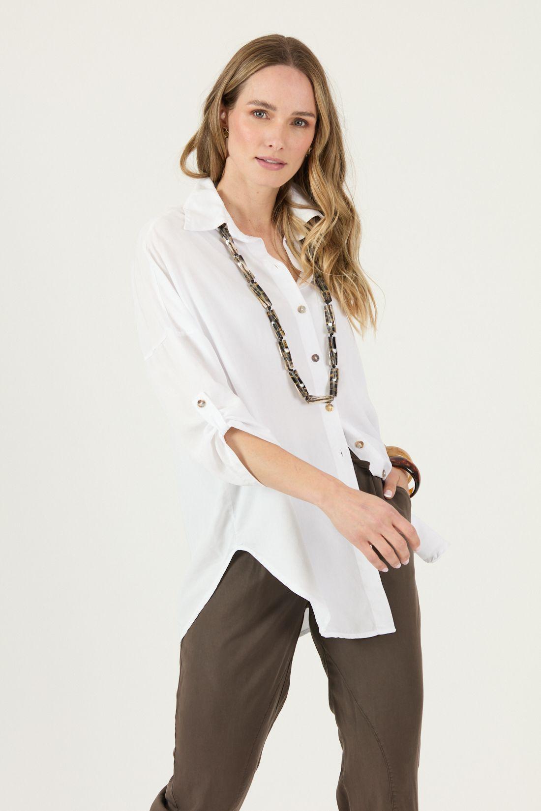 Blusa De Lyocell Blanca Cod 4517735-0