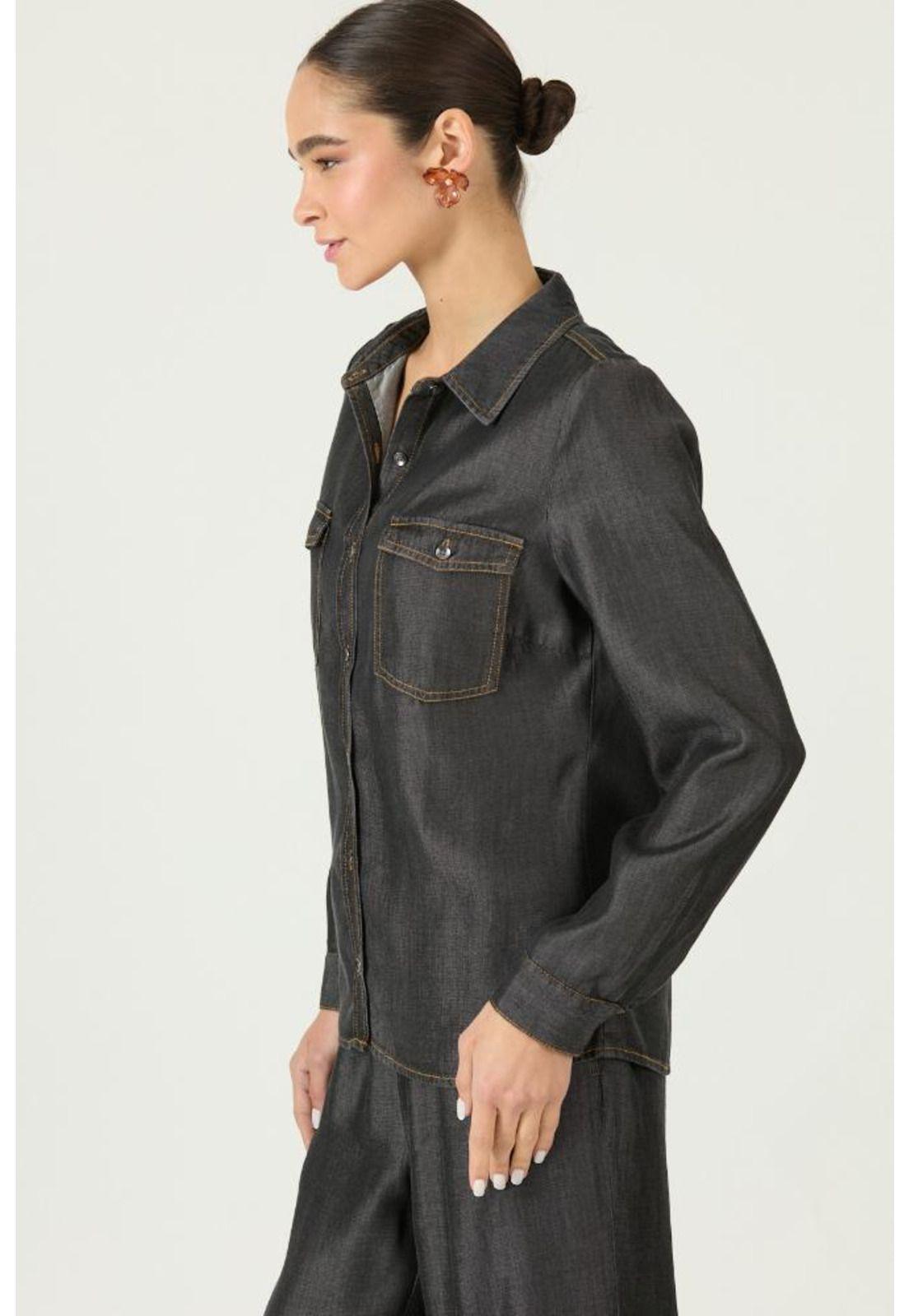 Blusa de lyocell negra PRIVILEGE 2908-3